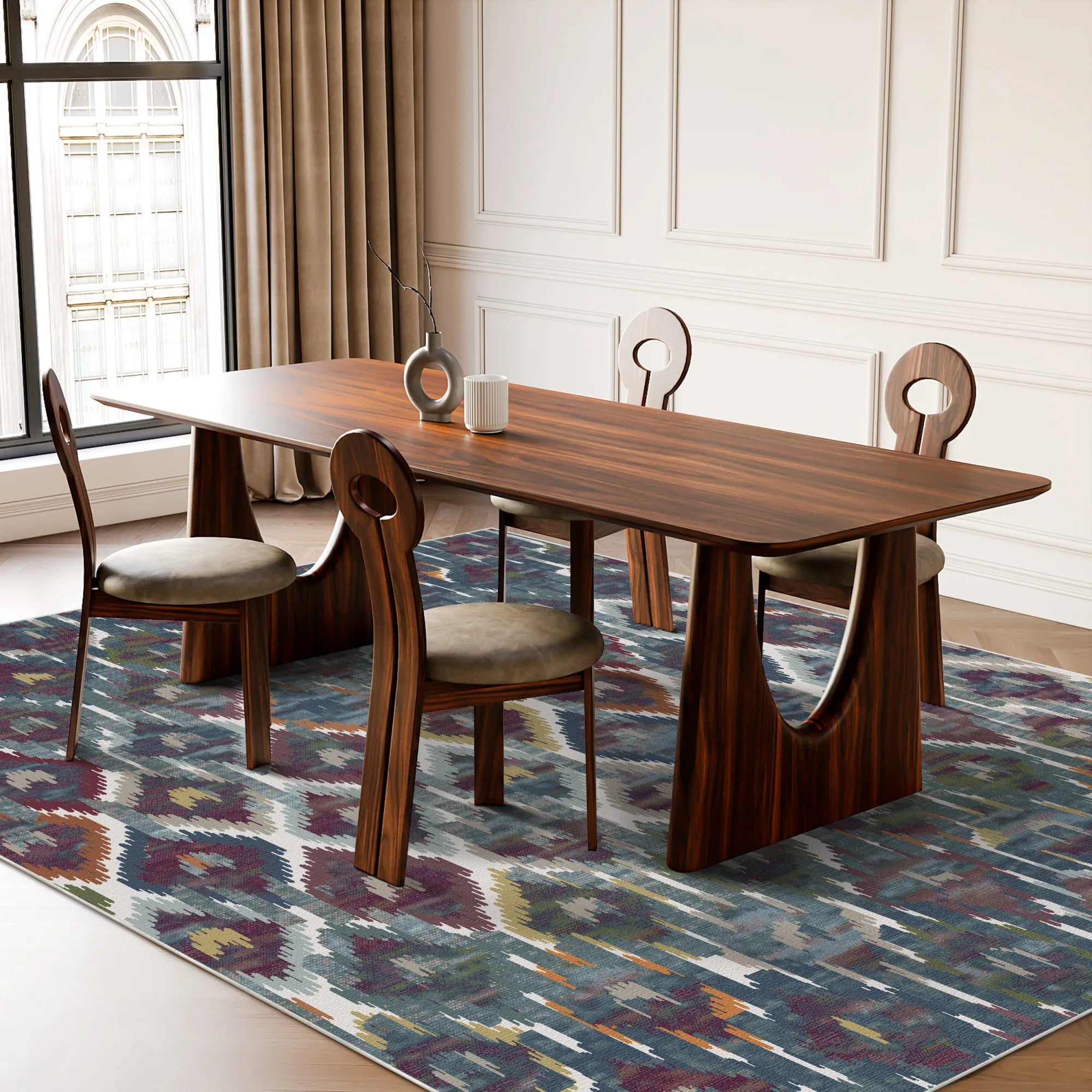Casablanca Elfenbein Ikat Teppich