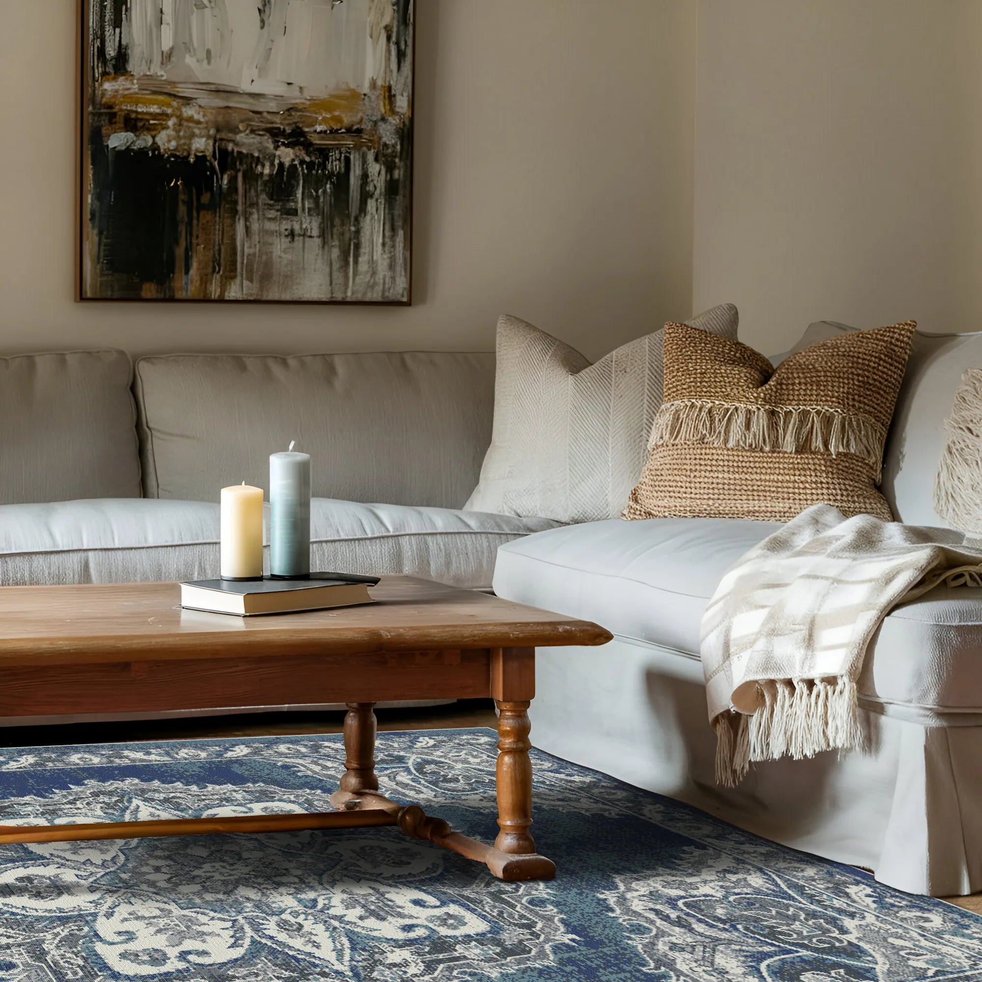 Valencia Blue Heritage Medallion Teppich