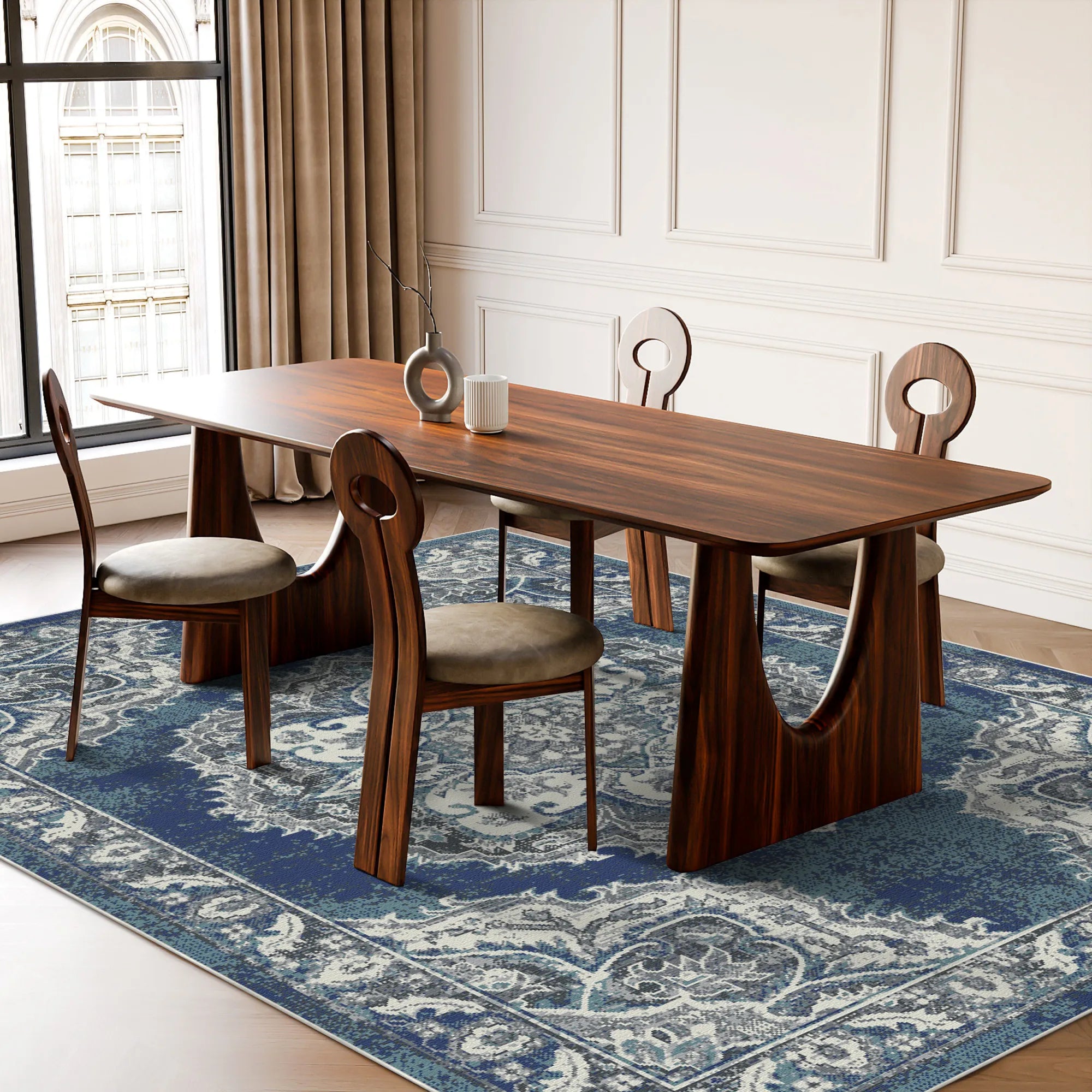 Valencia Blue Heritage Medallion Teppich