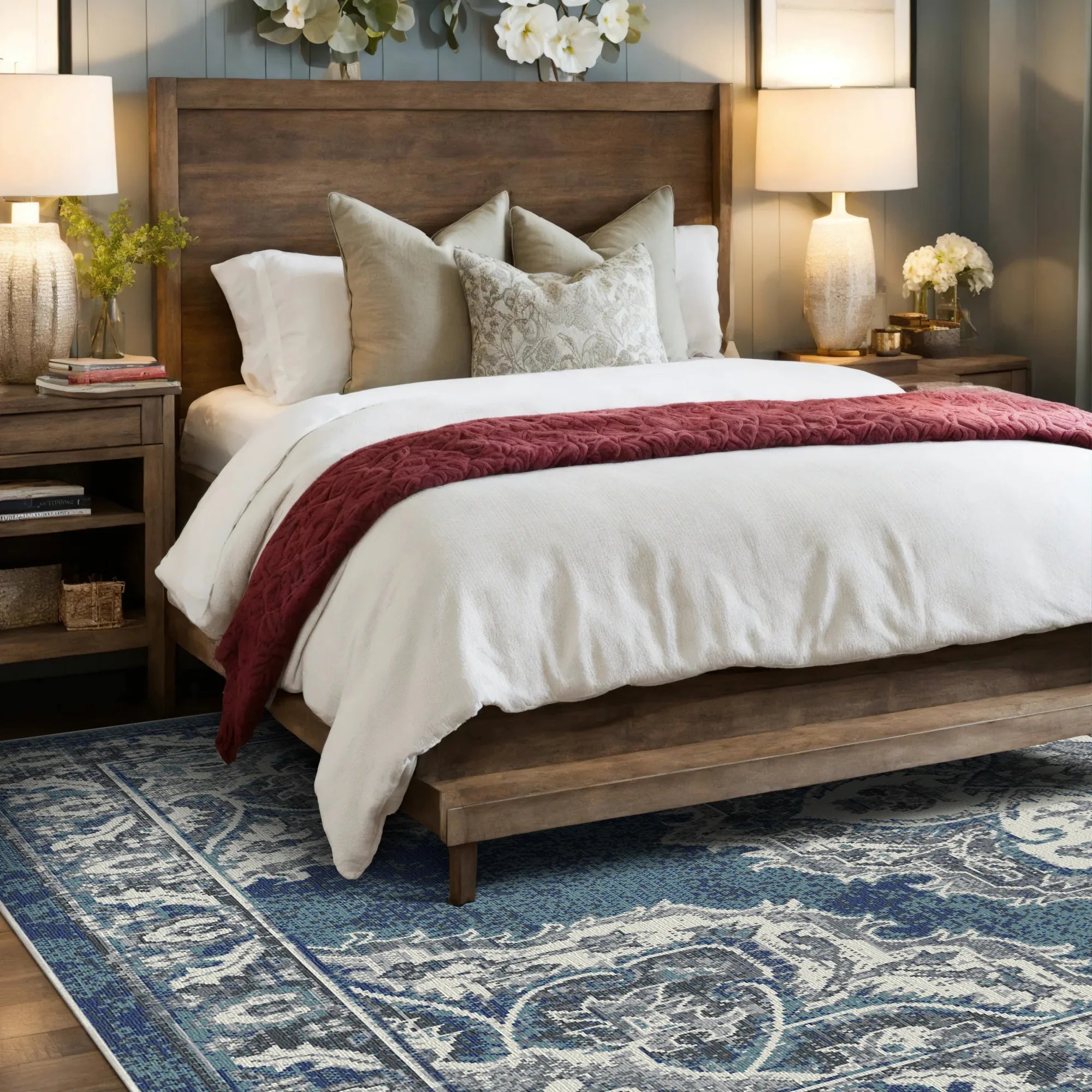 Valencia Blue Heritage Medallion Teppich