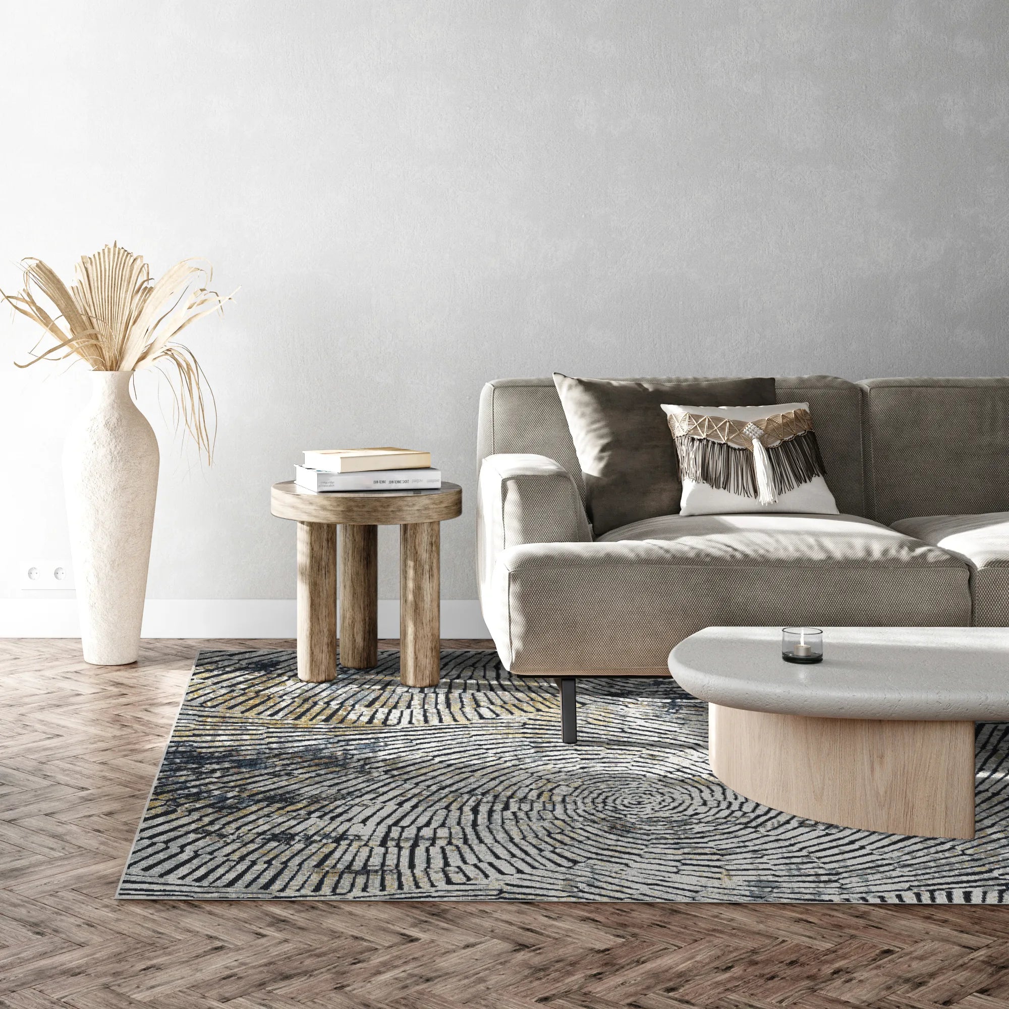 Moderner Abstrakter Radialer Mosaikteppich