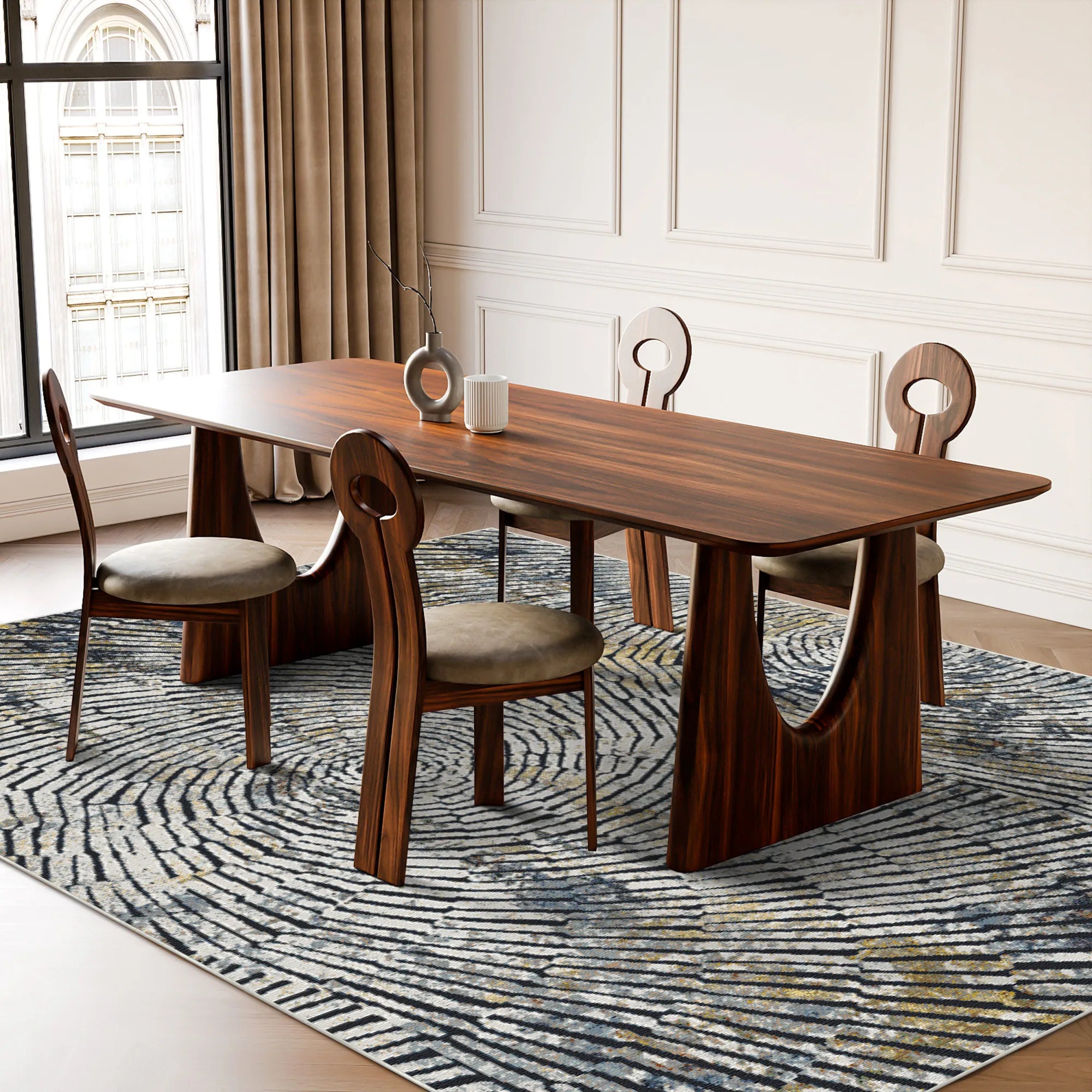 Moderner Abstrakter Radialer Mosaikteppich