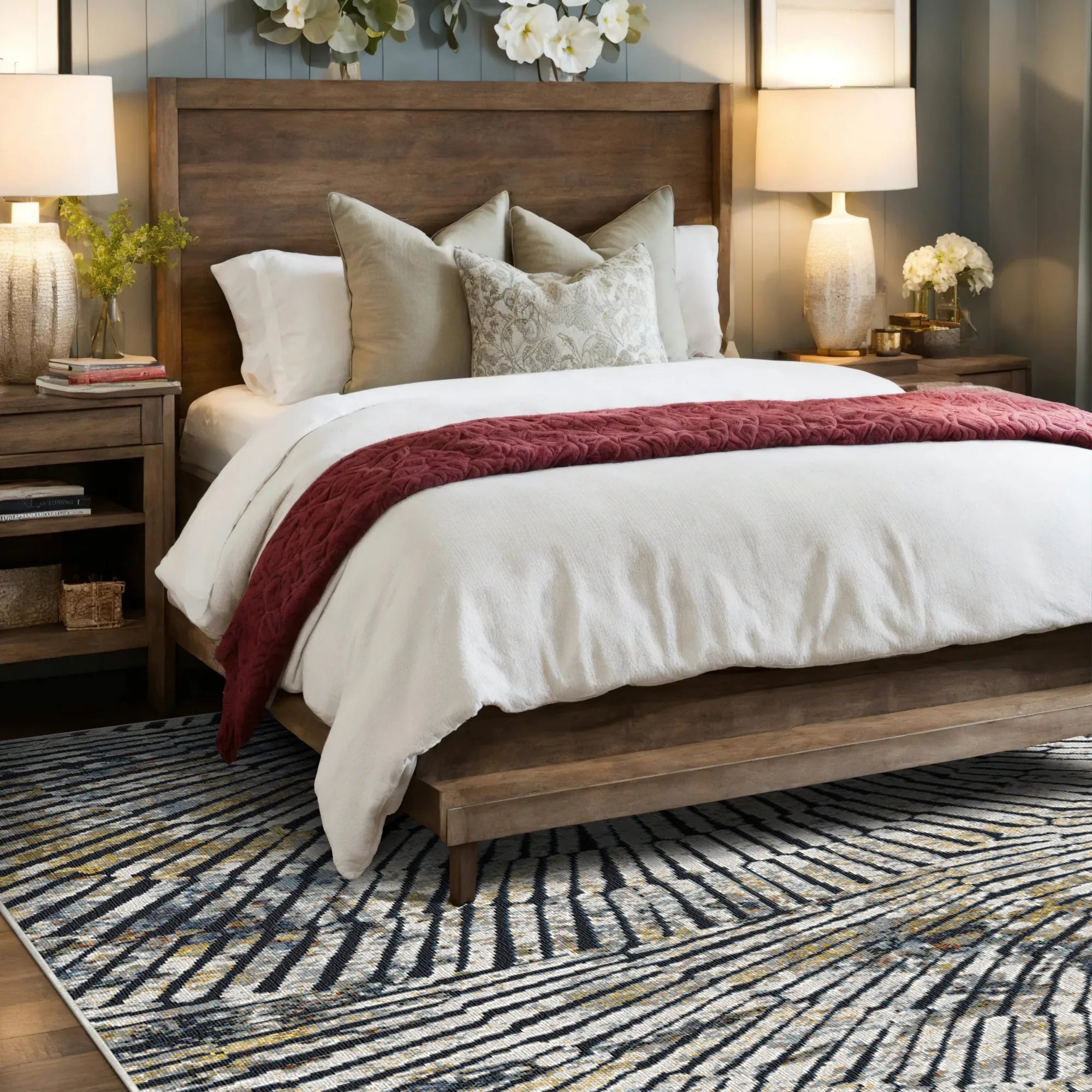 Moderner Abstrakter Radialer Mosaikteppich