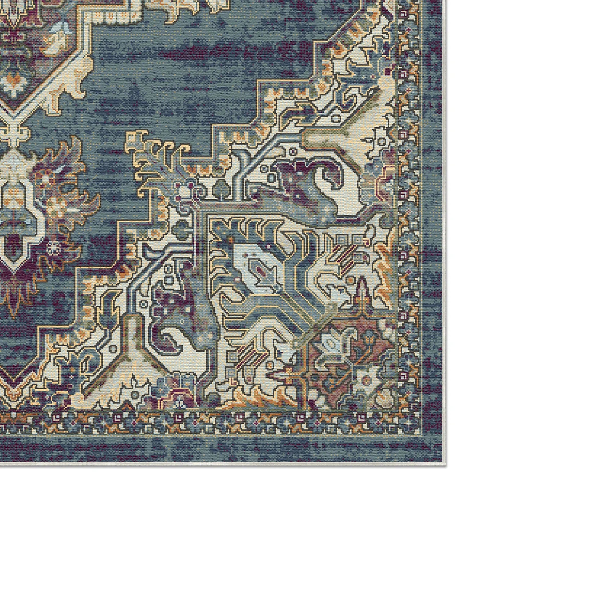 Petra Indigo Traditioneller Medaillon Teppich