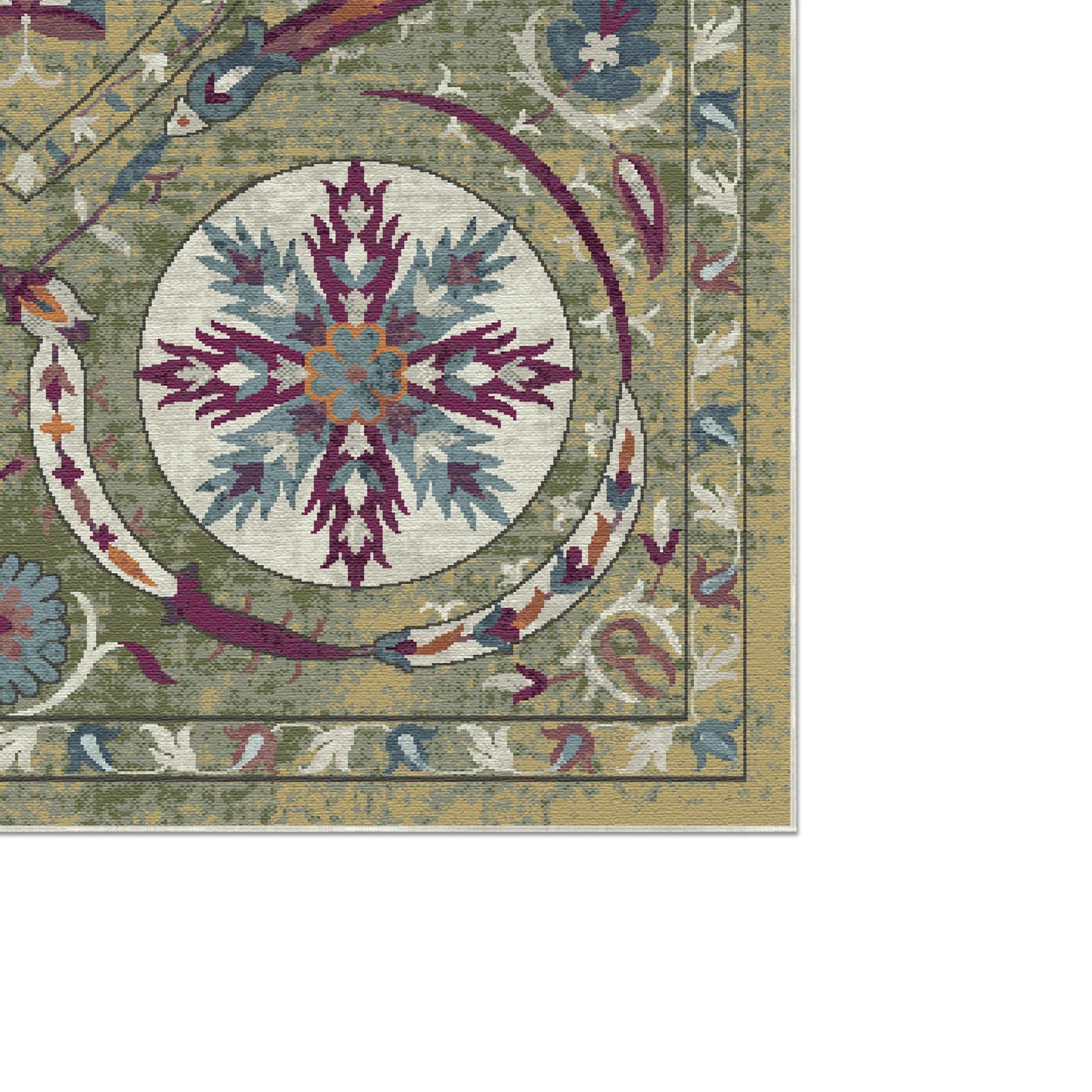 Buchara Olive Exotic Medallion Teppich