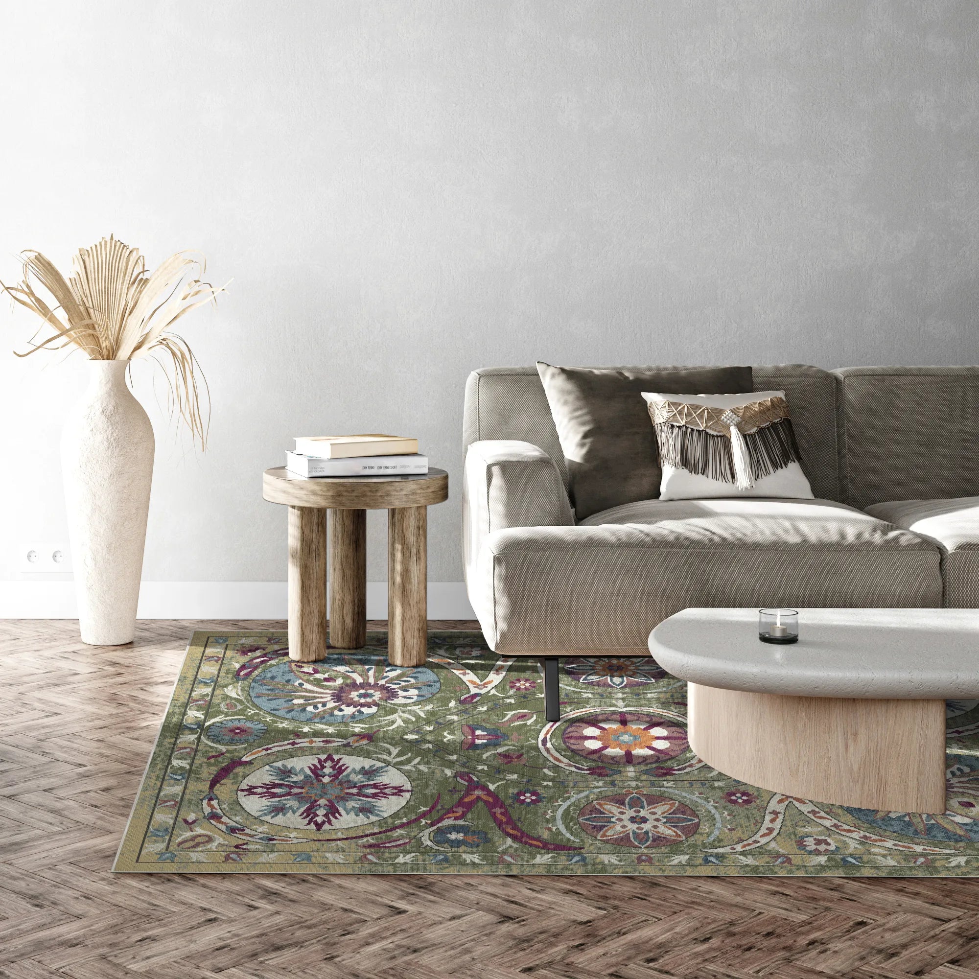 Buchara Olive Exotic Medallion Teppich