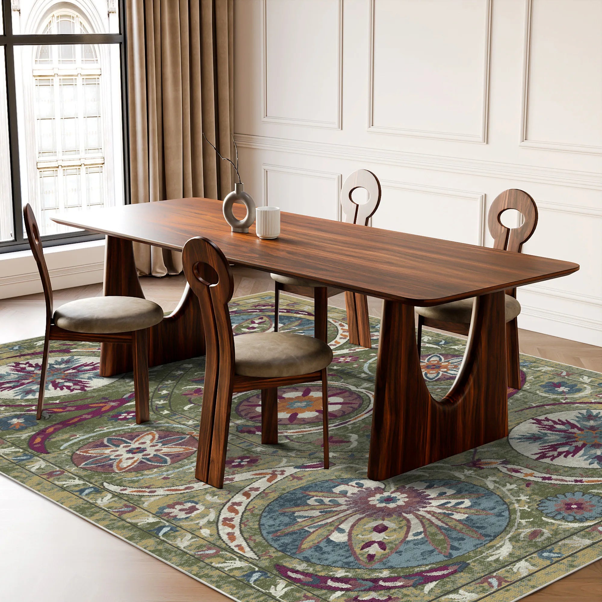 Buchara Olive Exotic Medallion Teppich