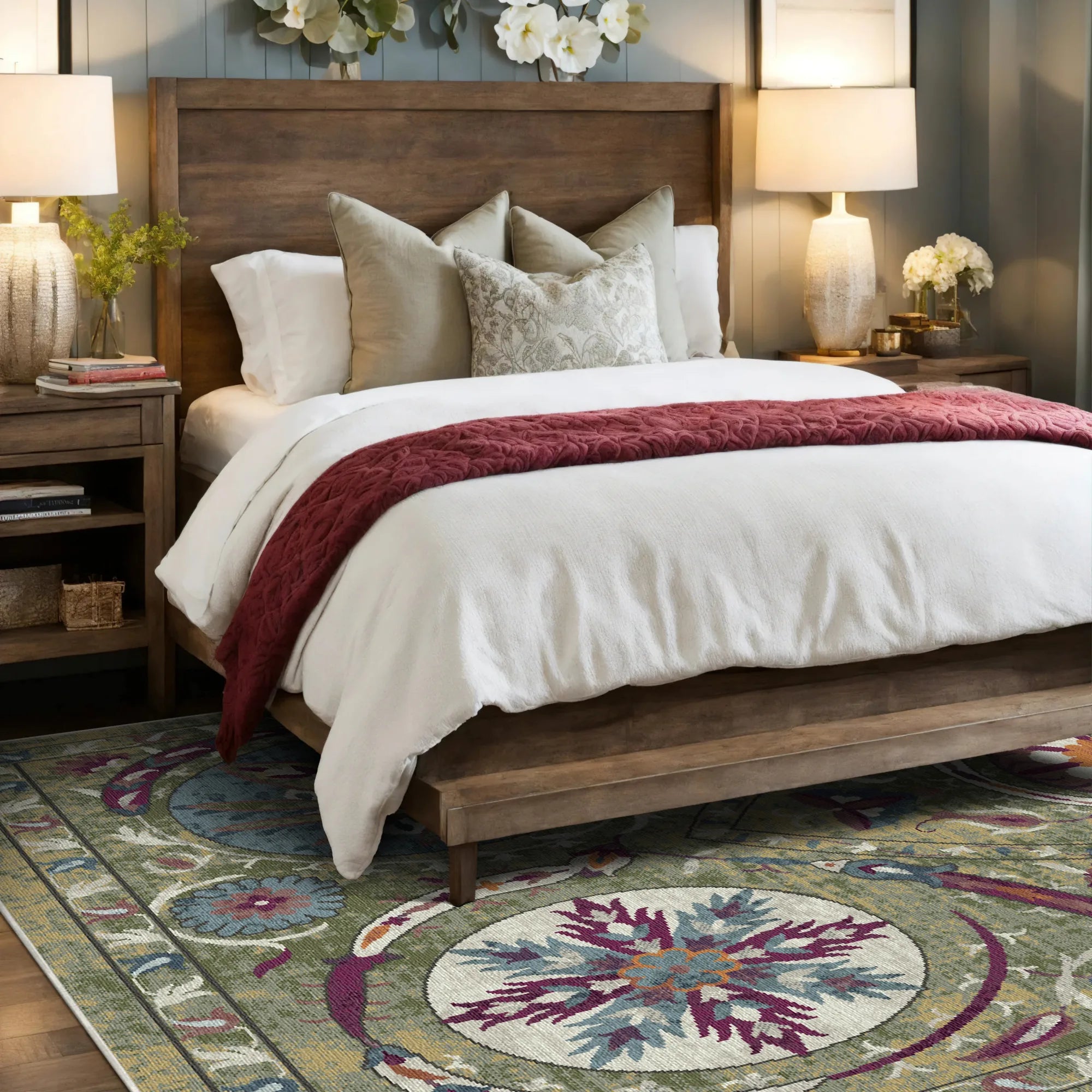 Buchara Olive Exotic Medallion Teppich