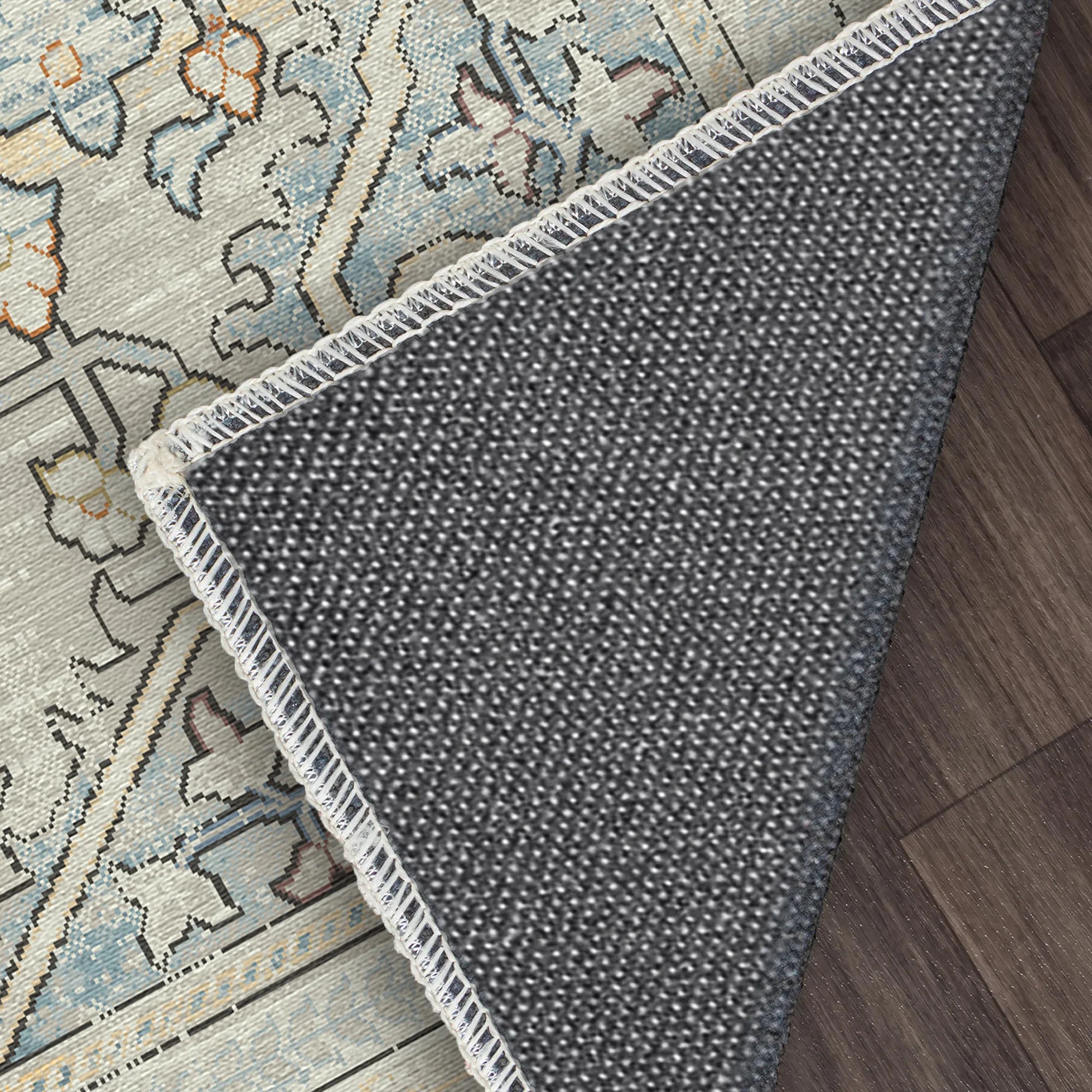 Vintage Teppich mit Medaillonmuster in Salbeigrün