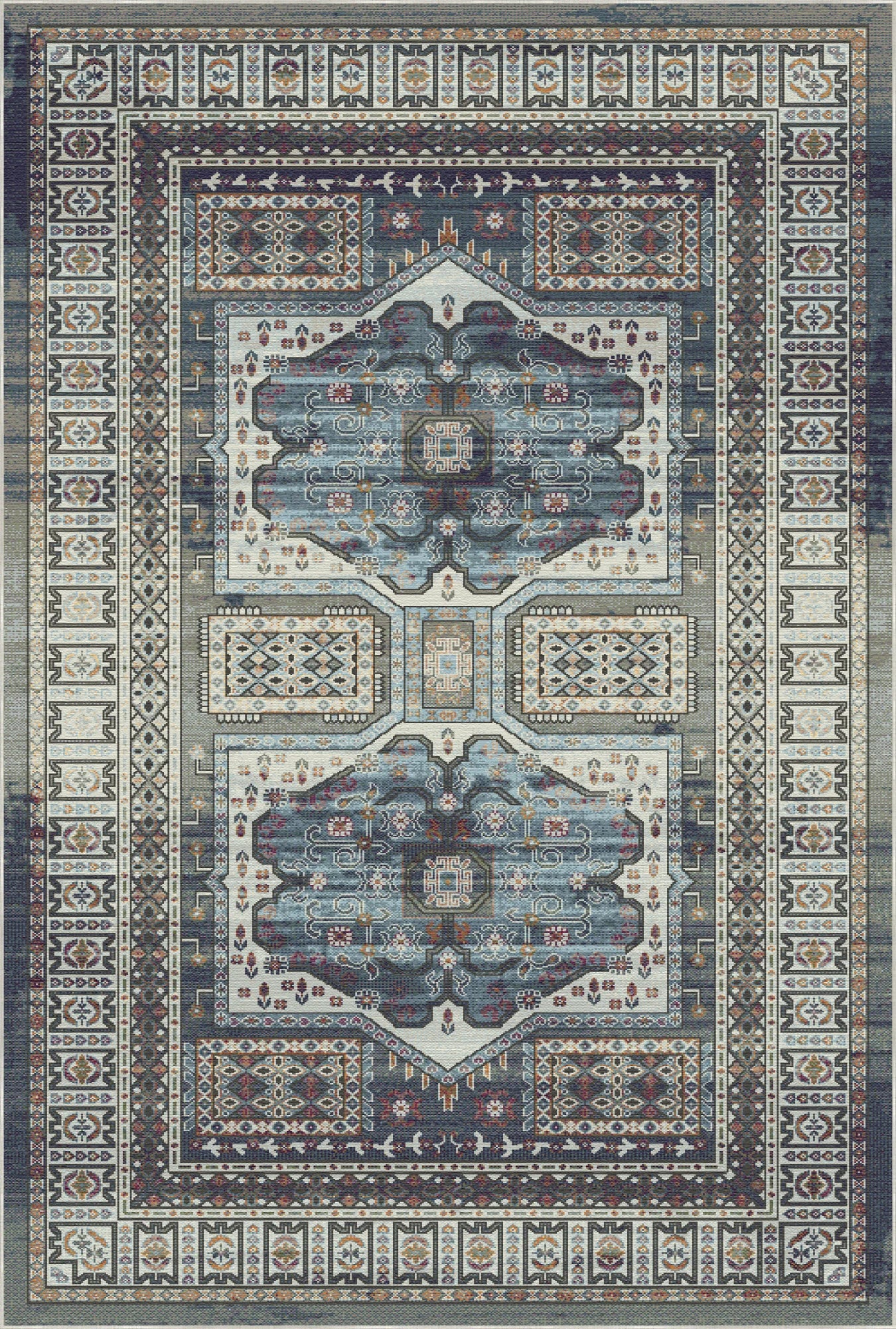 Samarkand Nacht Ethnischer Medaillon Teppich