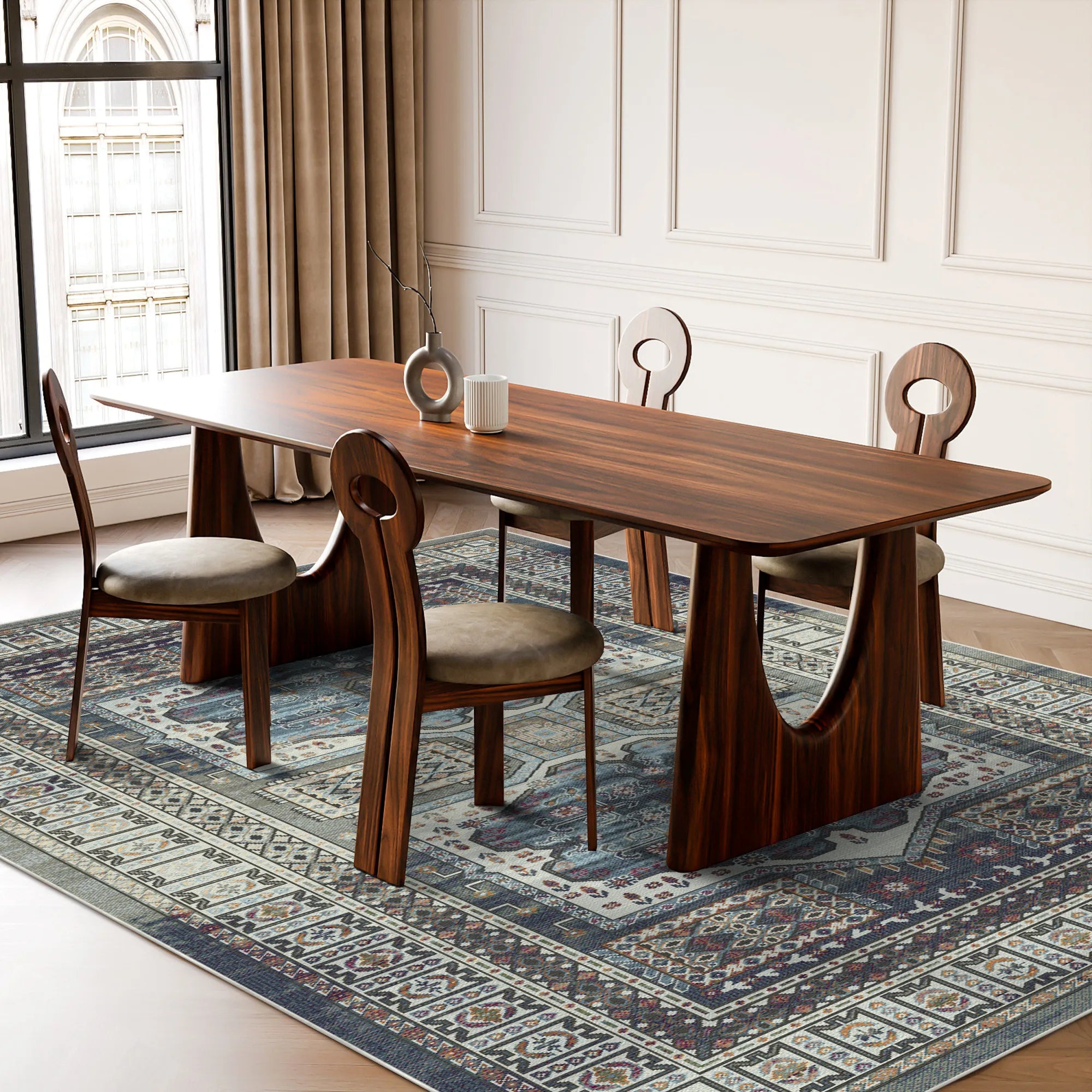 Samarkand Nacht Ethnischer Medaillon Teppich