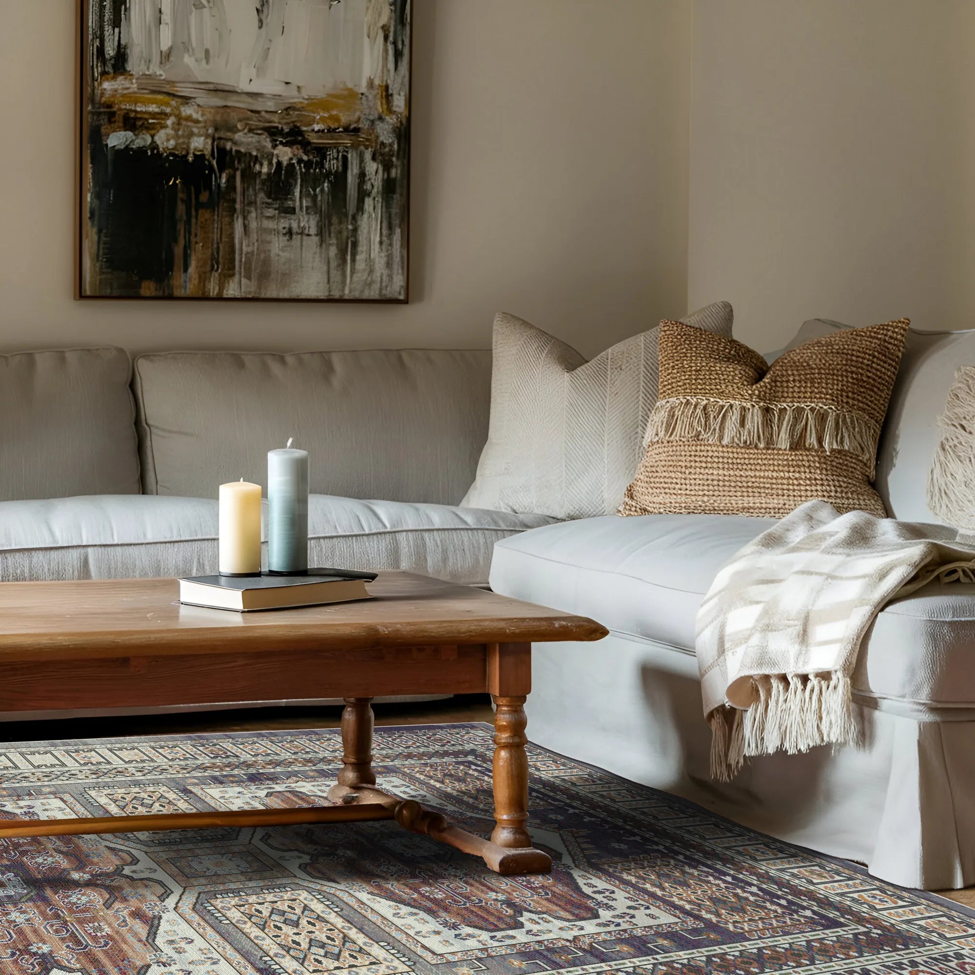 Samarkand Bernstein Ethnischer Medaillon Teppich