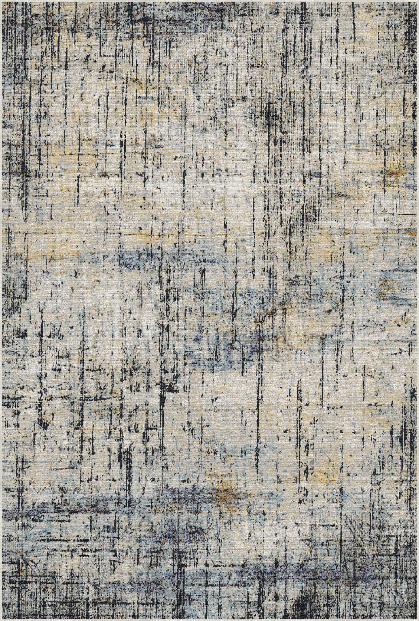 Vintage Blauer Teppich mit Floralem Rankenmuster