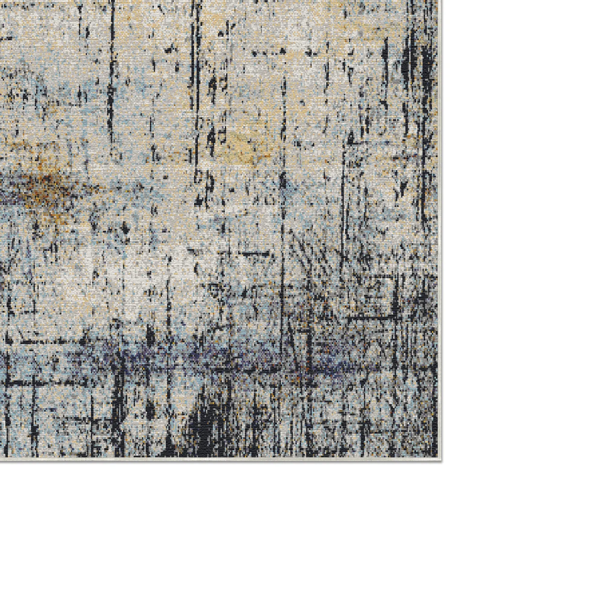 Vintage Blauer Teppich mit Floralem Rankenmuster