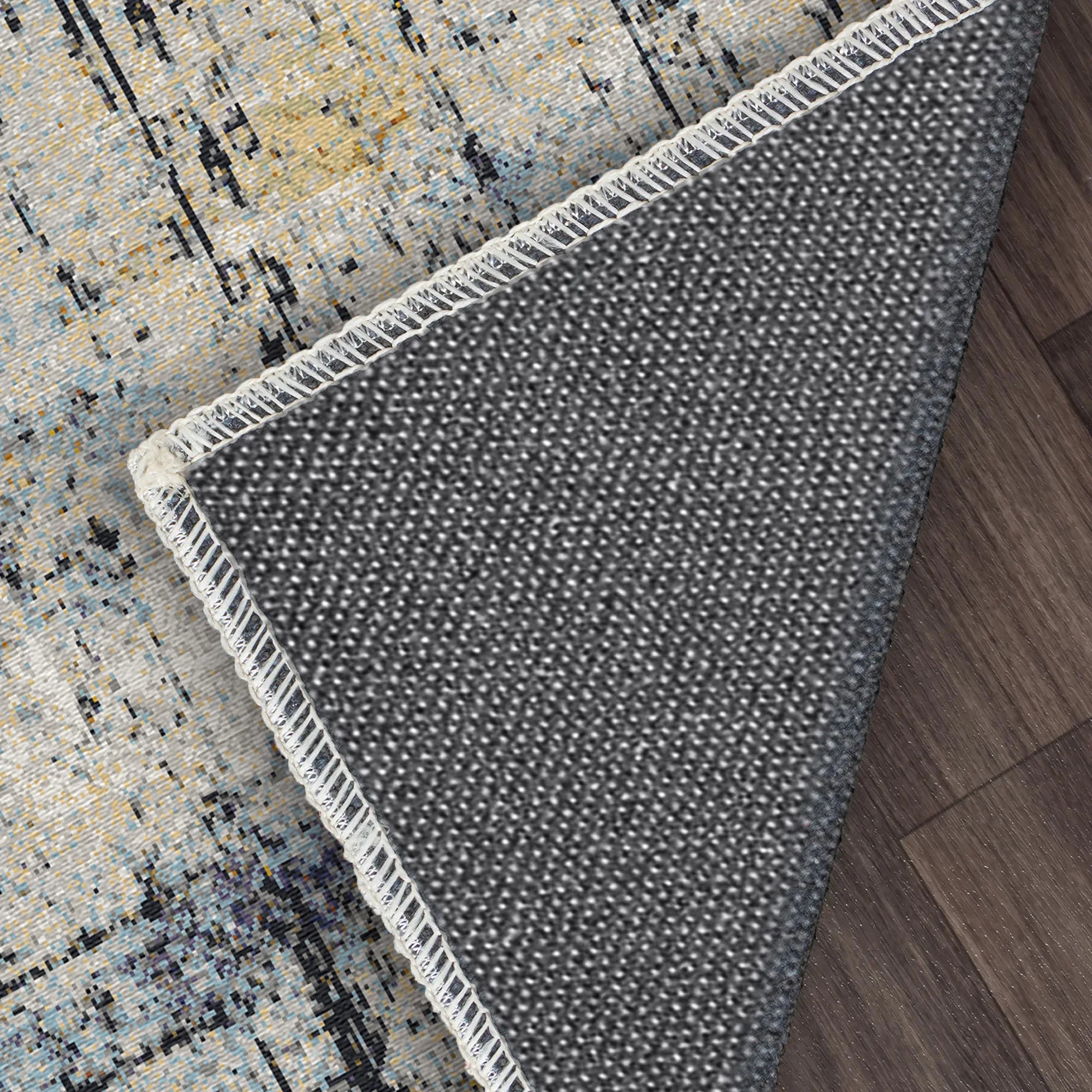 Vintage Blauer Teppich mit Floralem Rankenmuster