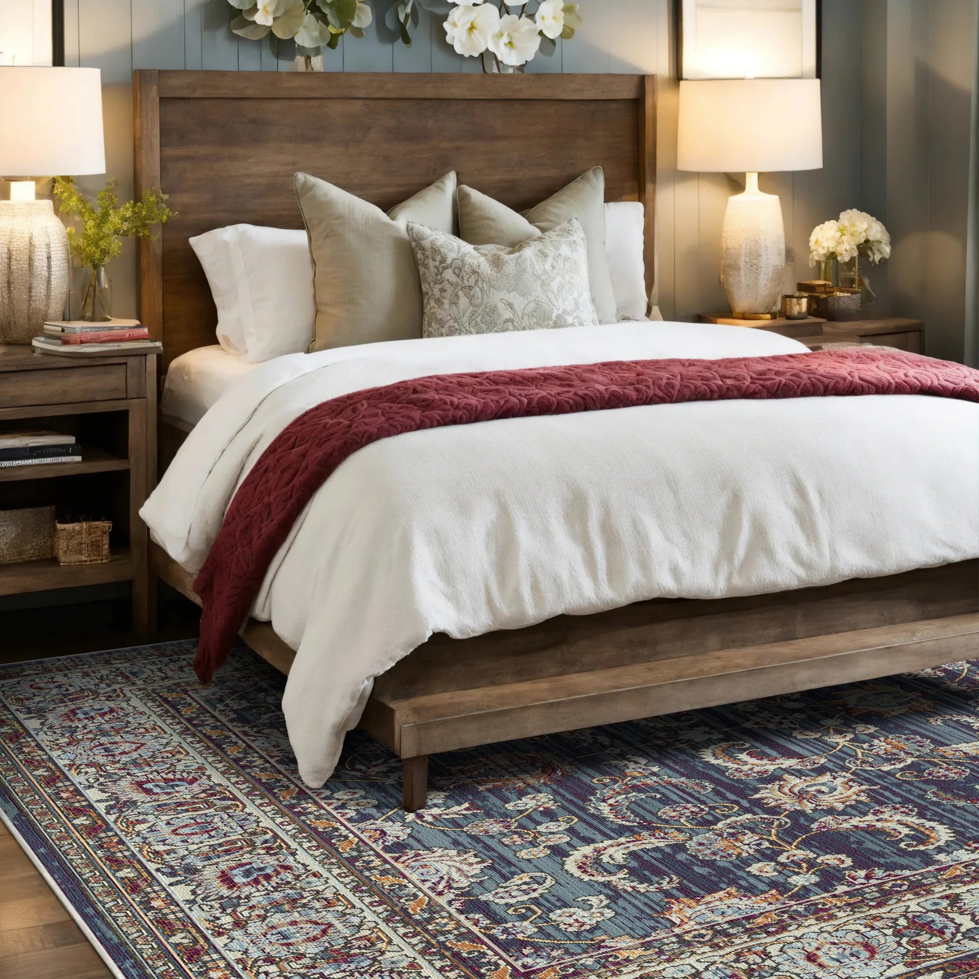 Royal Vine Indigo Floraler Teppich