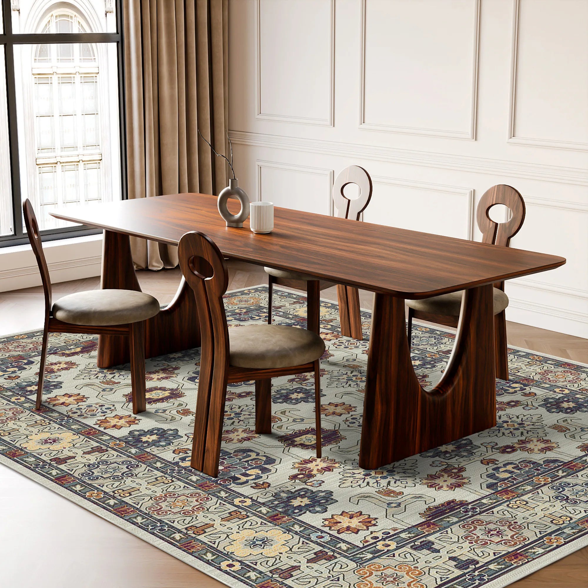 Geometrischer Stammes Teppich aus Kaspischem Knochen