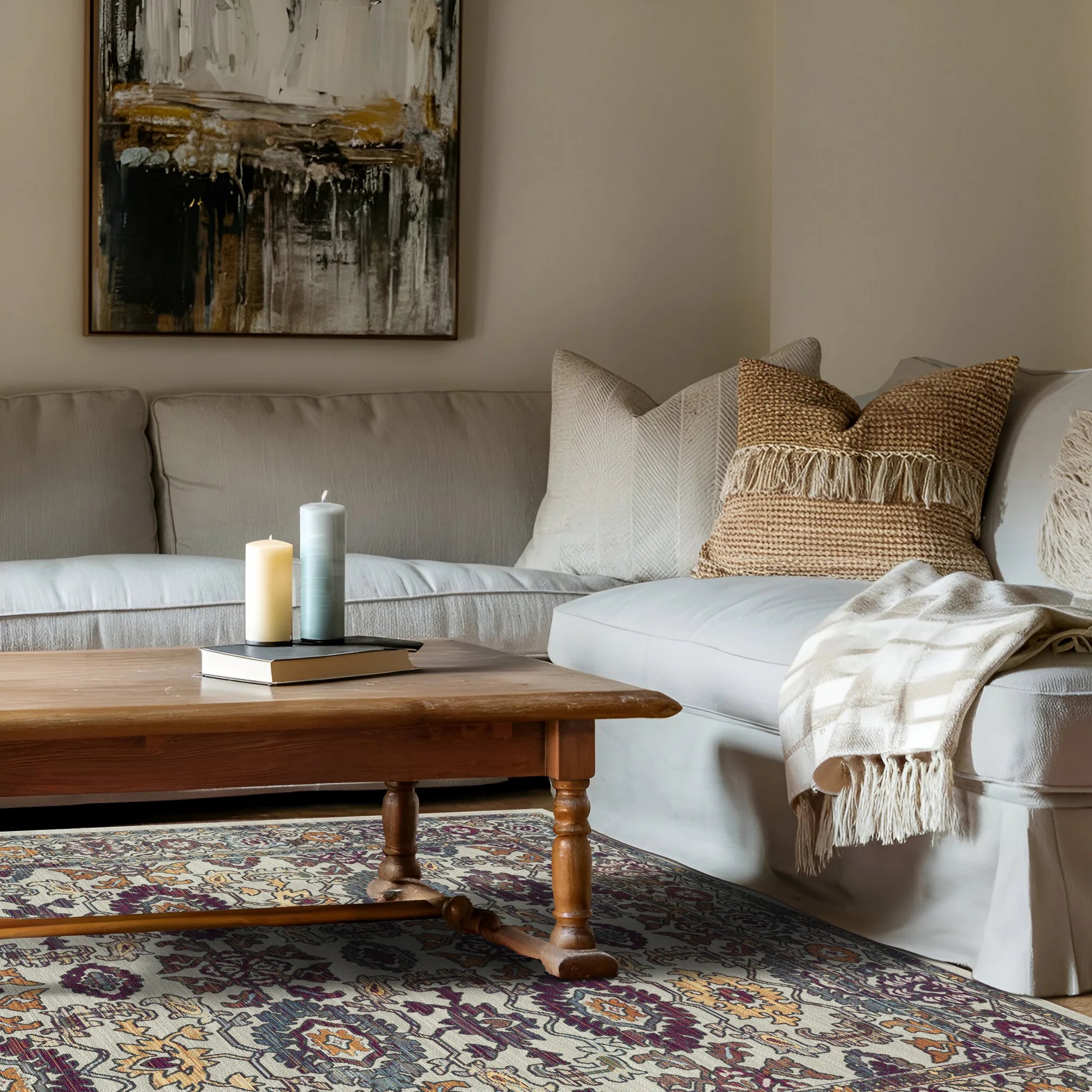 Antiker Palmetten Blumenteppich aus Knochen