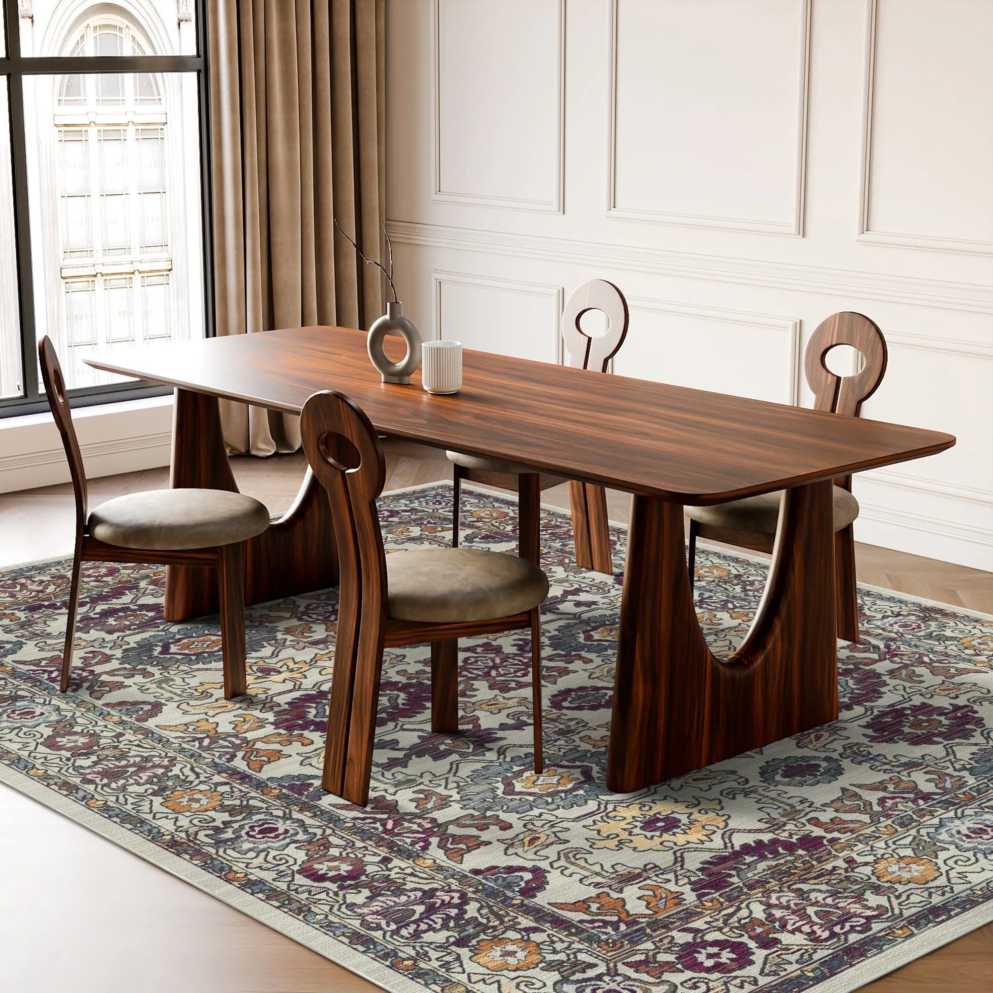 Antiker Palmetten Blumenteppich aus Knochen