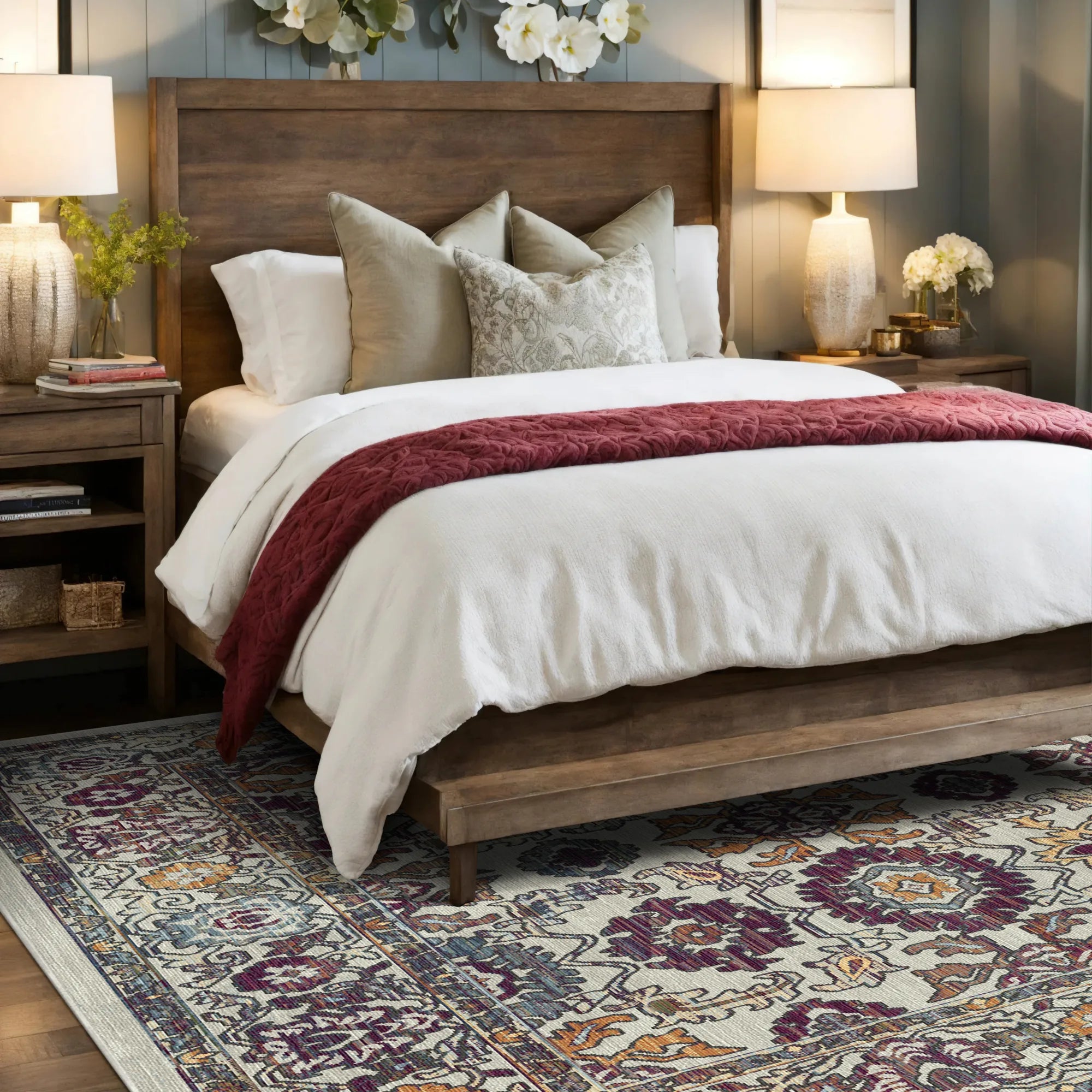 Antiker Palmetten Blumenteppich aus Knochen