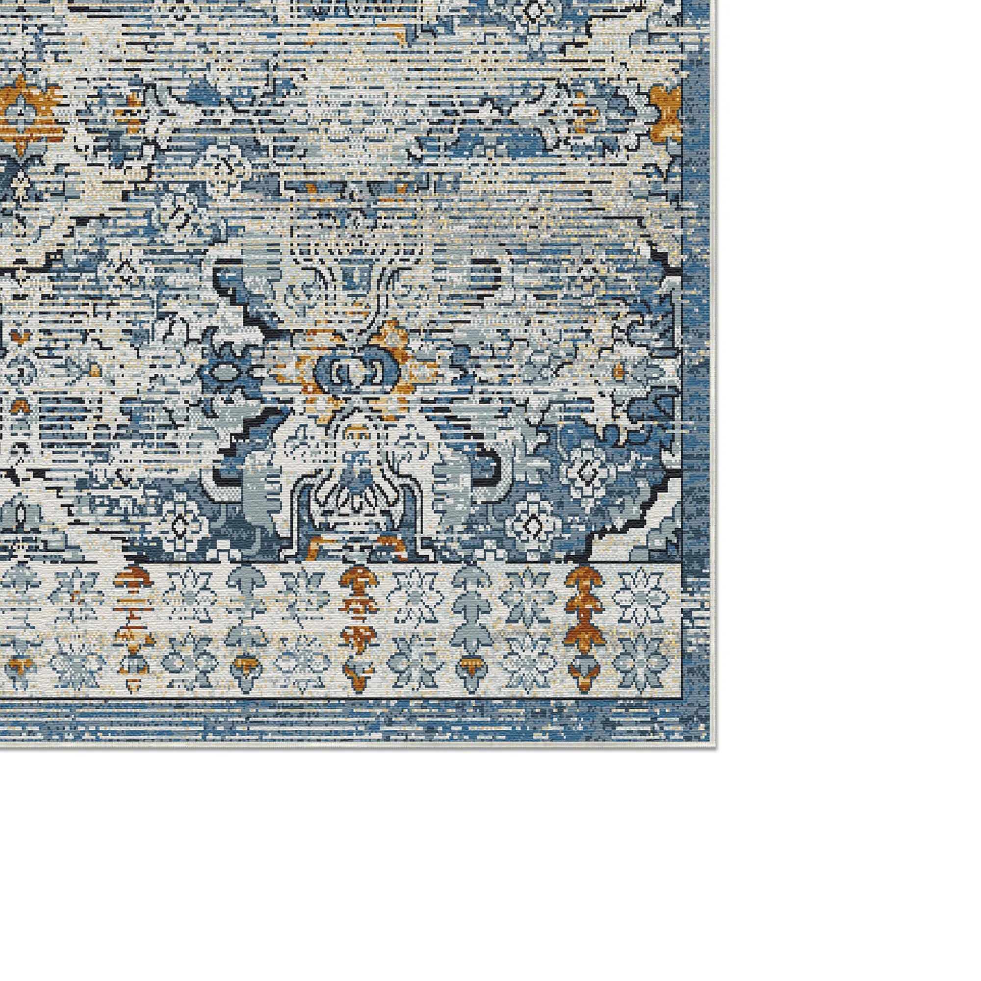 Antiker Indigoblauer Serapi Gitterteppich