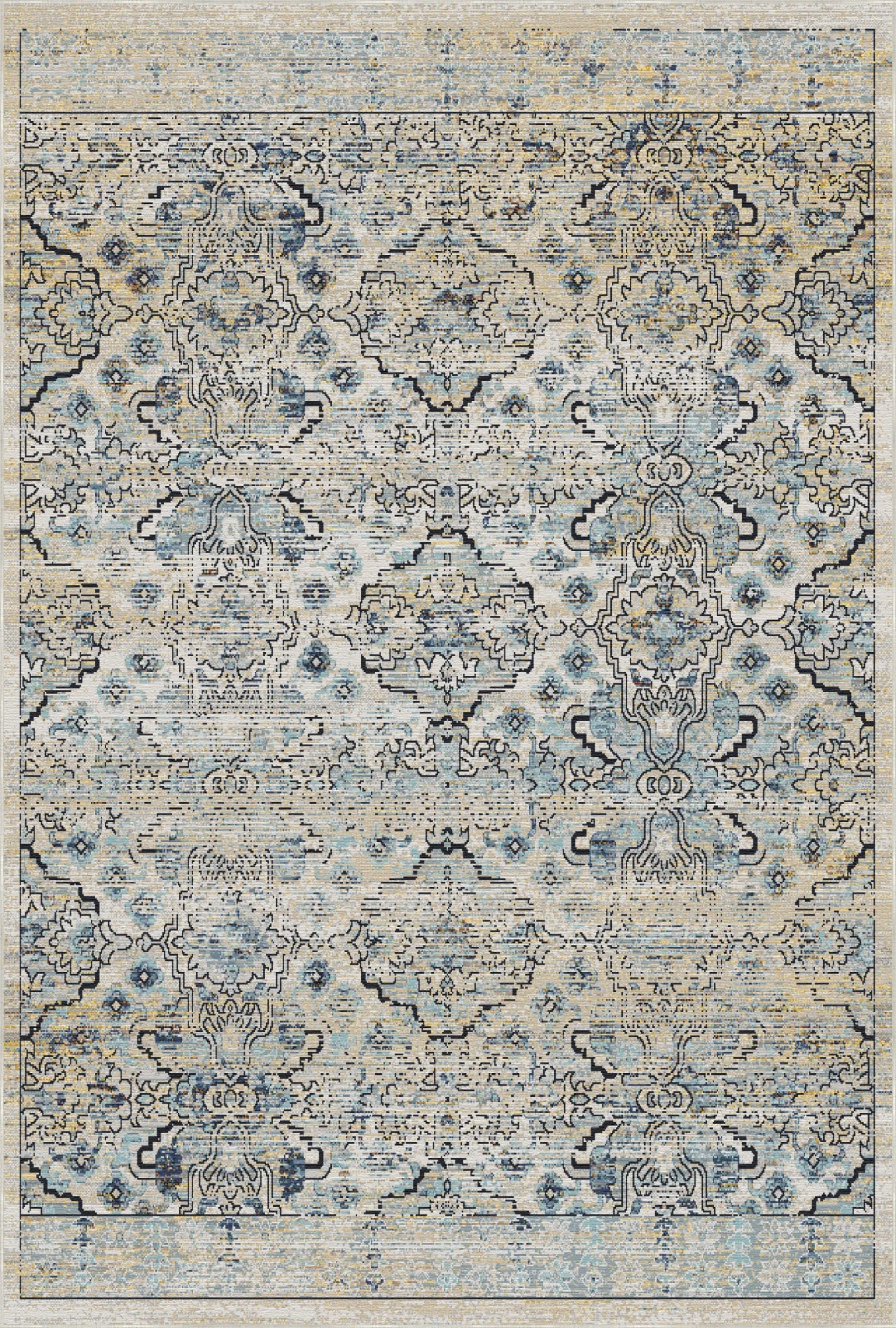 Vintage Neutraler Serapi Gitterteppich