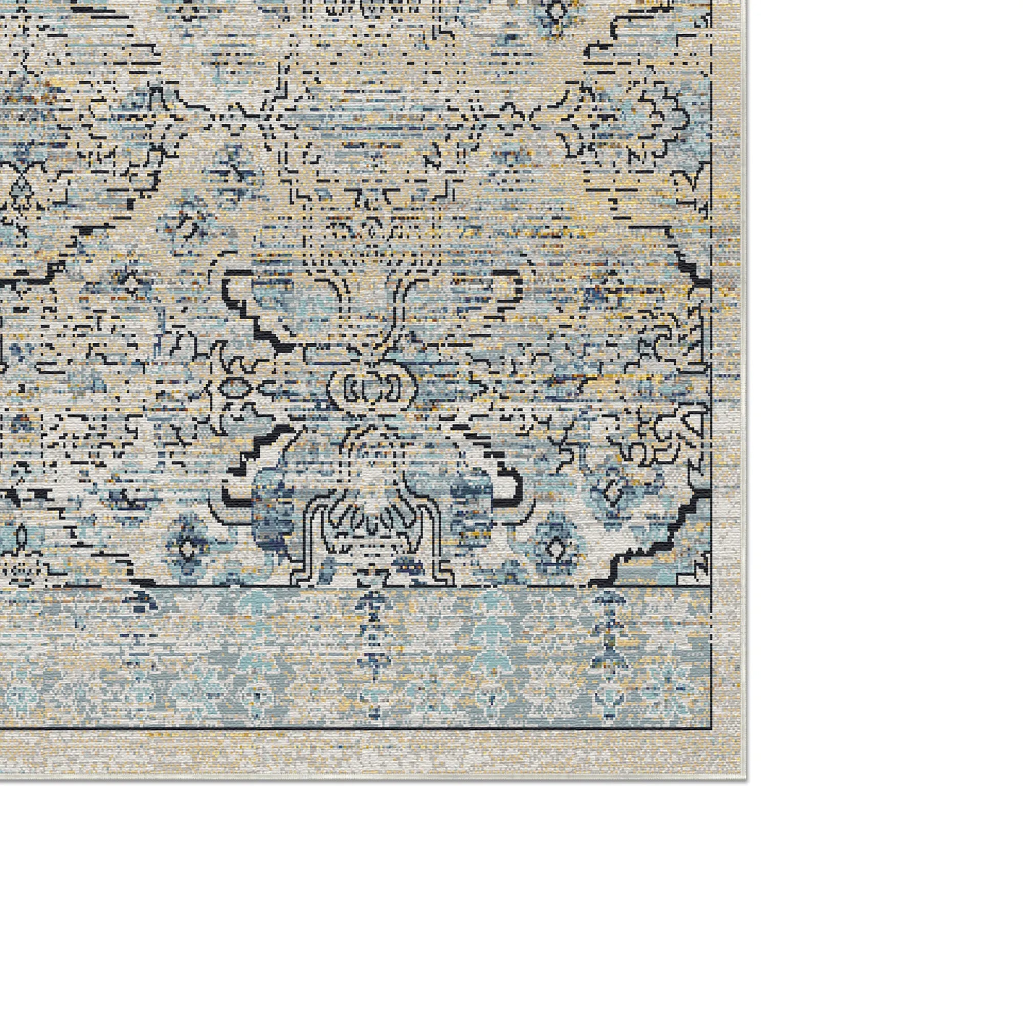 Vintage Neutraler Serapi Gitterteppich