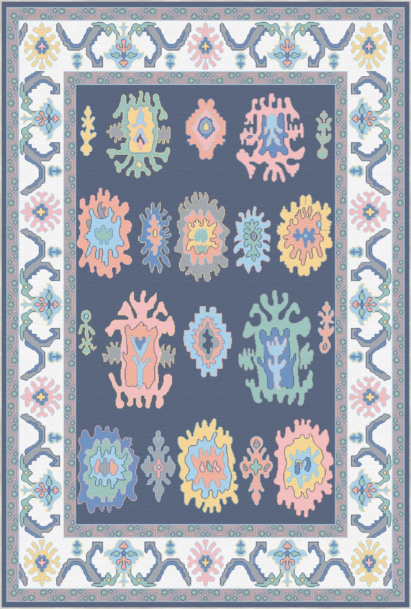 Aura Indigo Pop Geometrischer Teppich