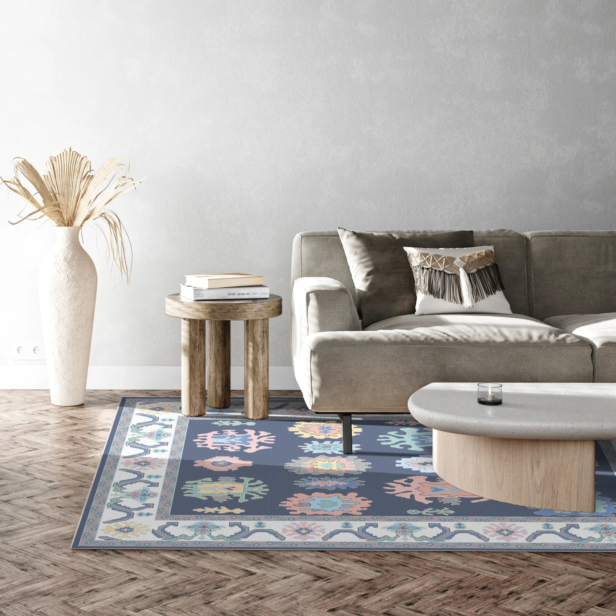 Aura Indigo Pop Geometrischer Teppich
