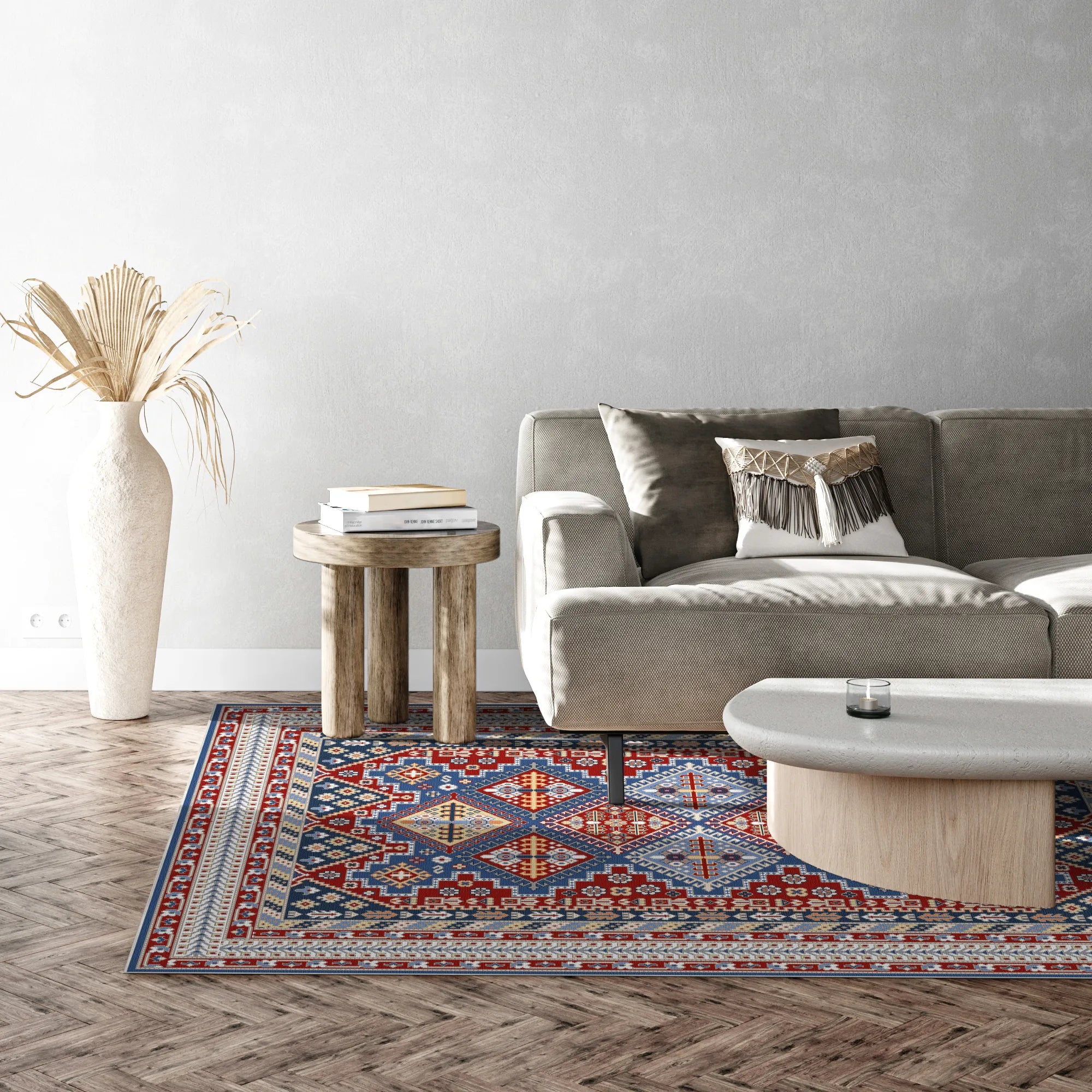 Lyra Karmesin Schild Geometrischer Teppich