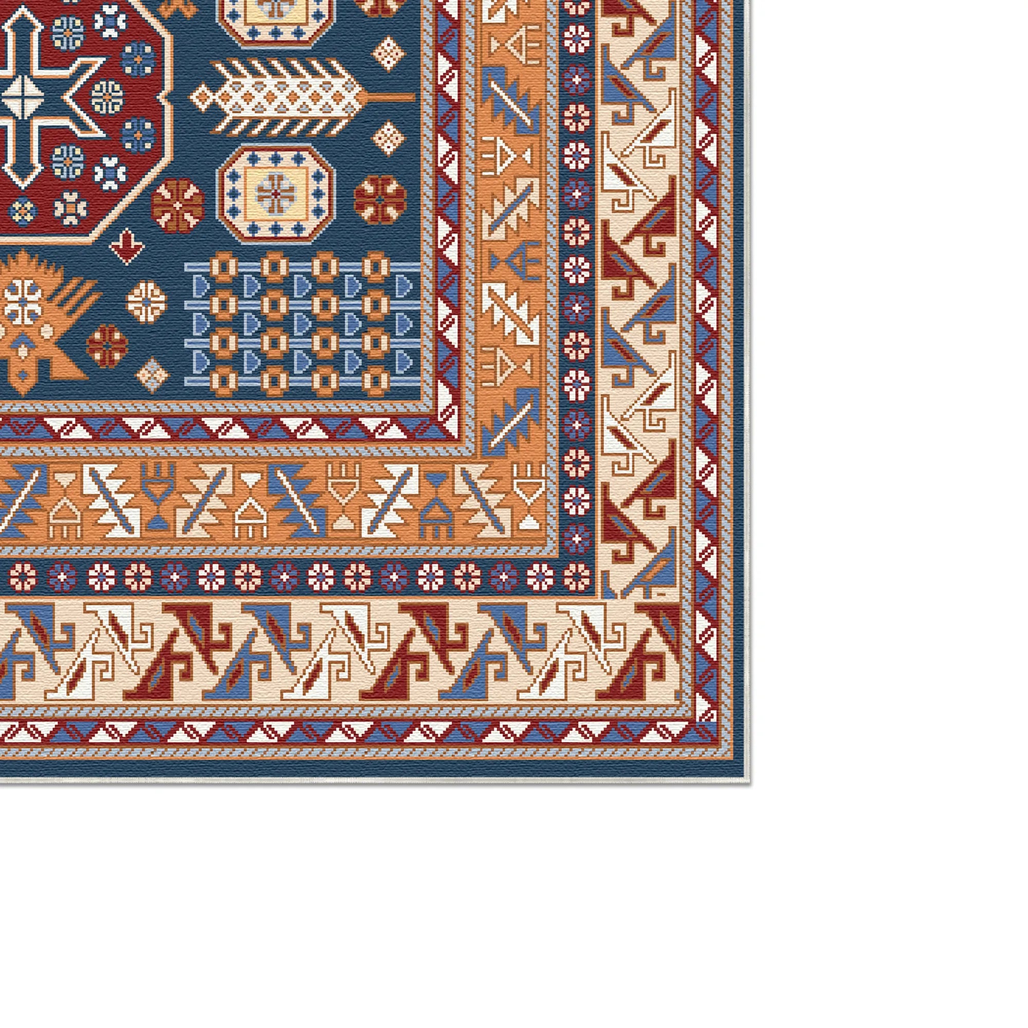 Vesper Azur Stammes Geometrischer Teppich