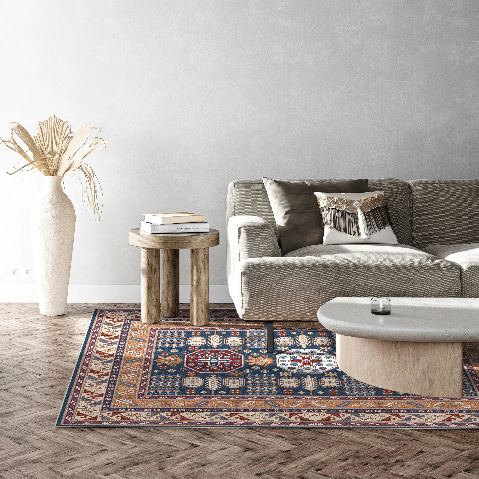 Vesper Azur Stammes Geometrischer Teppich