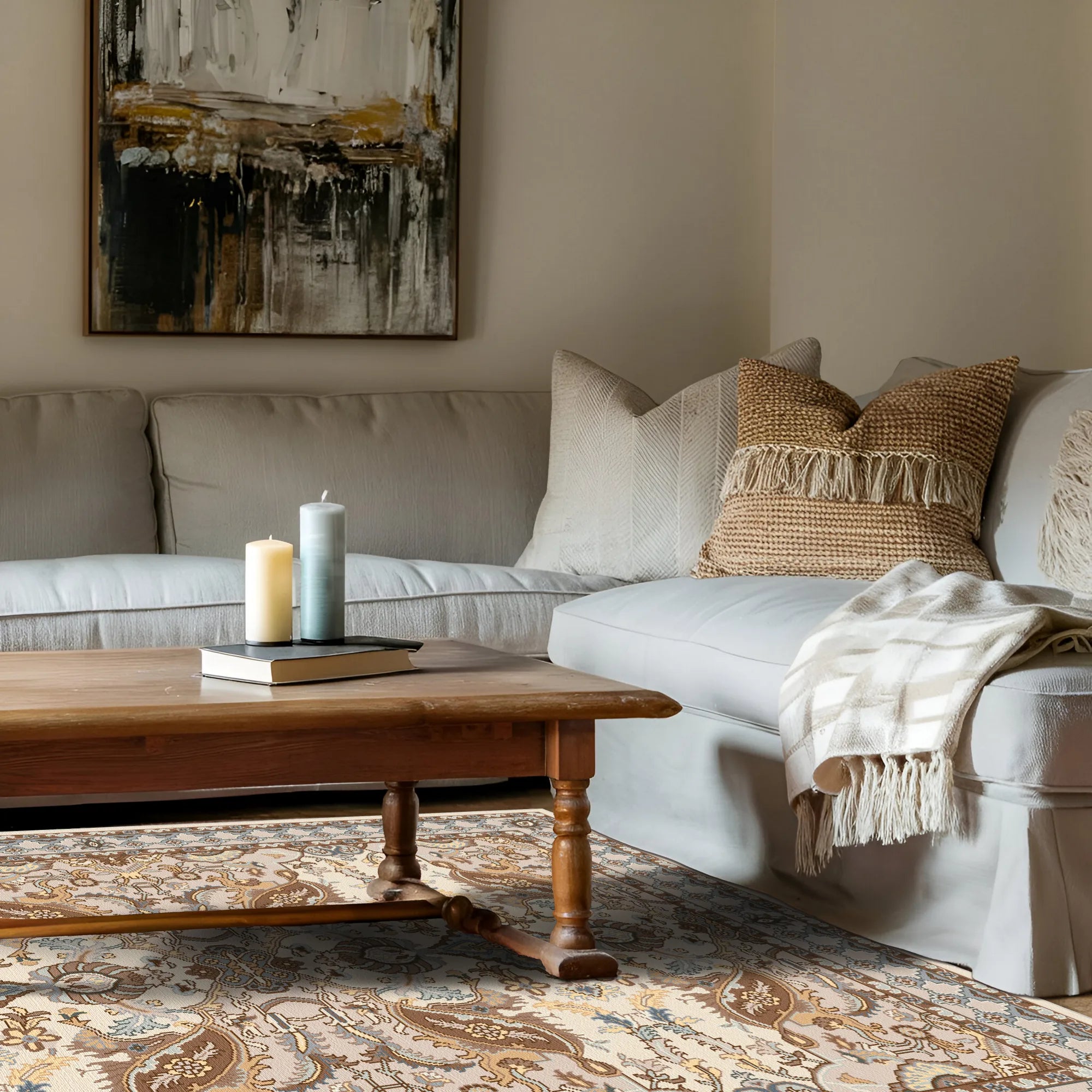 Thalia Creme Palmetten Klassischer Teppich