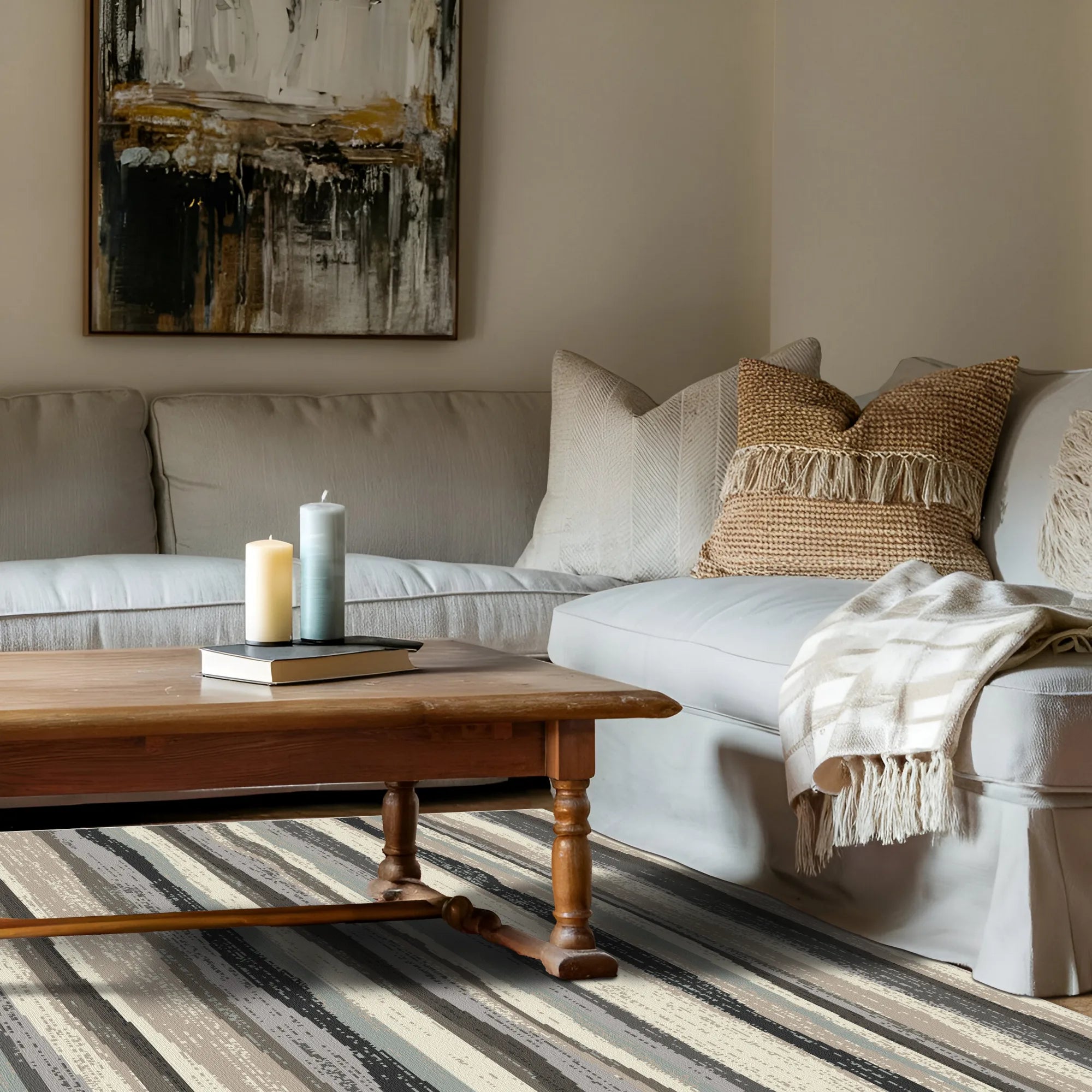 Ruhiger Abstrakter Teppich mit Küstenhorizont