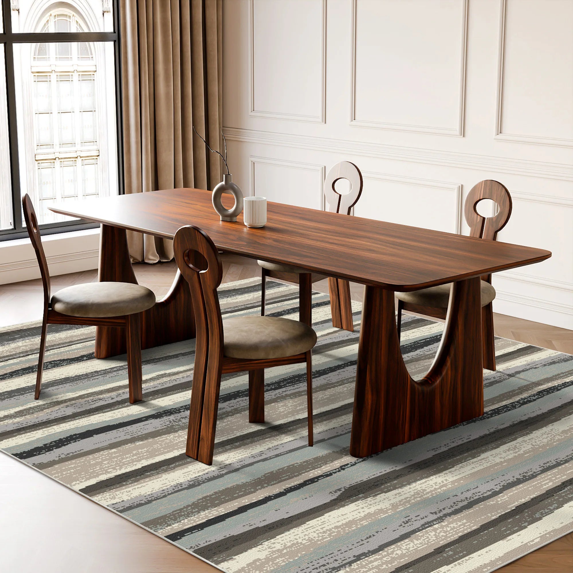 Ruhiger Abstrakter Teppich mit Küstenhorizont