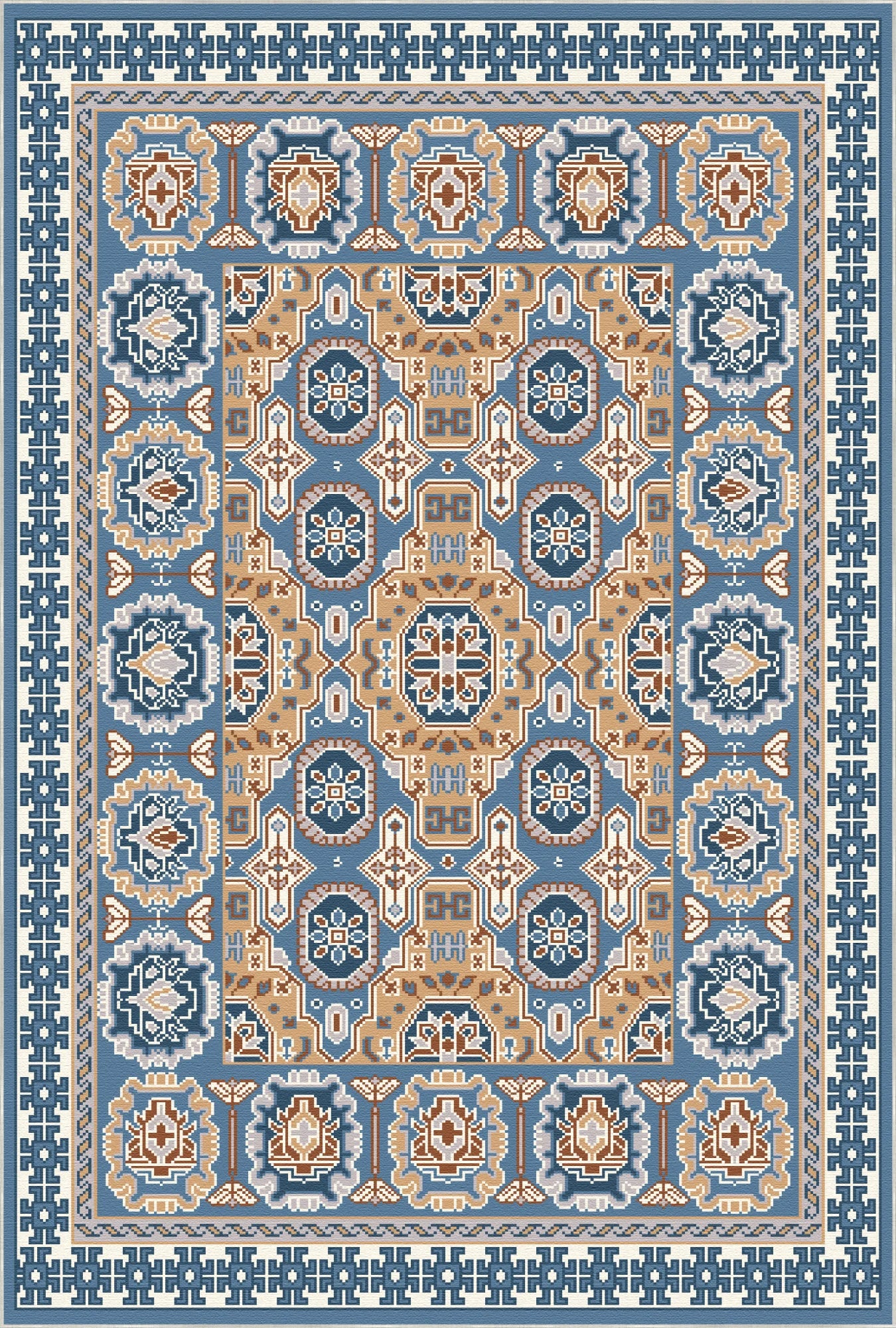 Solas Azure Gittermuster Teppich