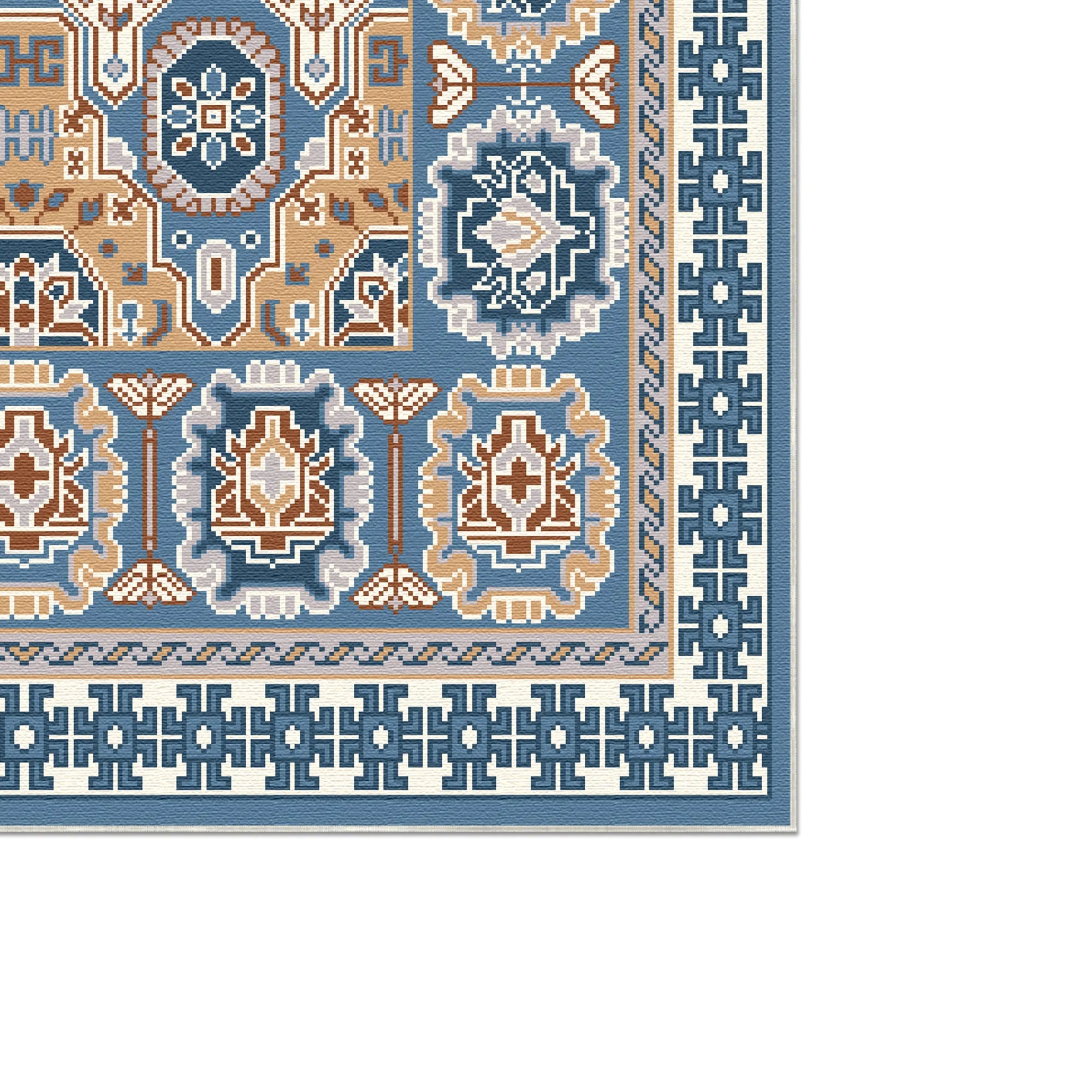 Solas Azur Gitter Geometrischer Teppich