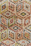 Lebhafter Boho Teppich mit Geometrischem Rautenmuster Mehrfarbig