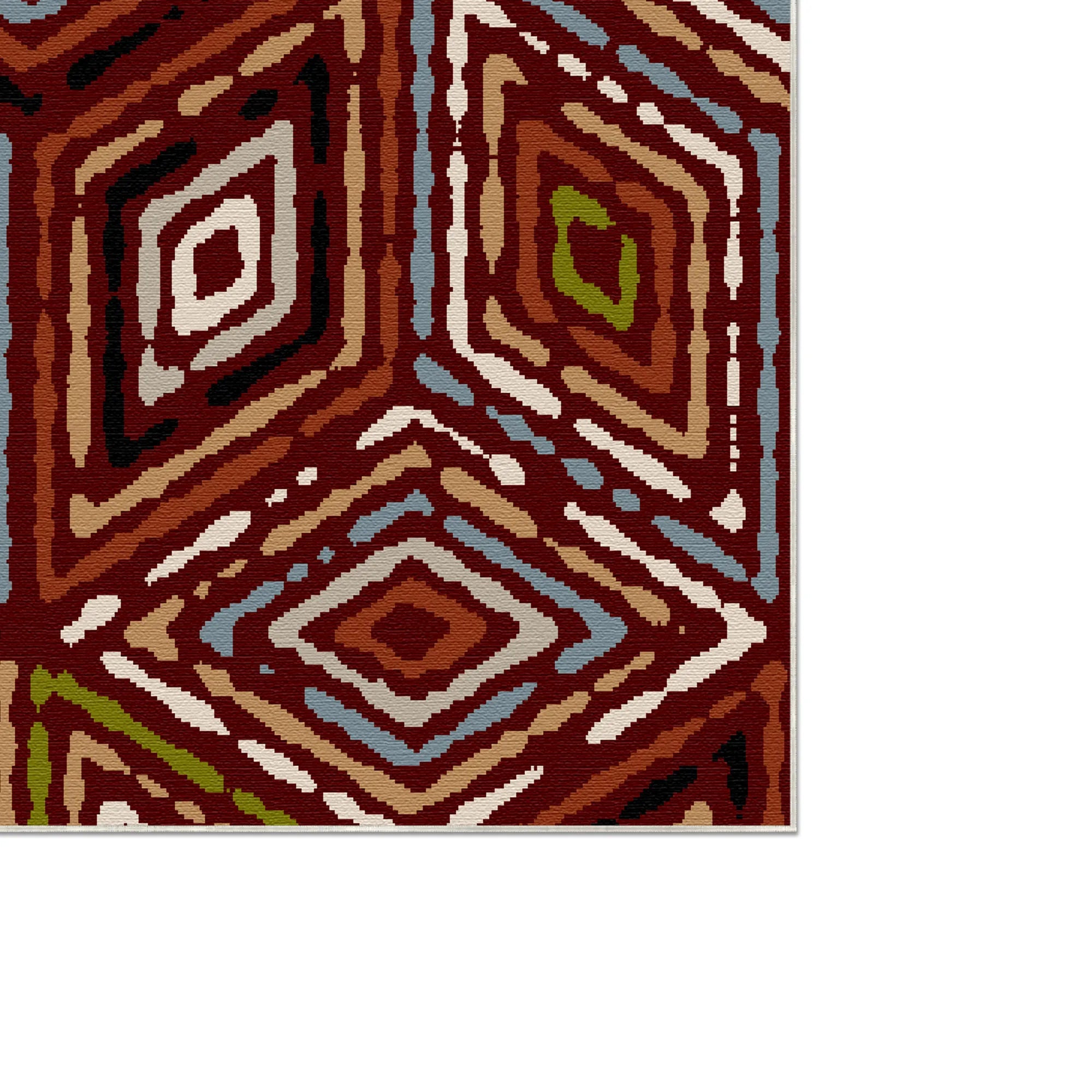 Rustikaler Roter Stammes Diamantteppich