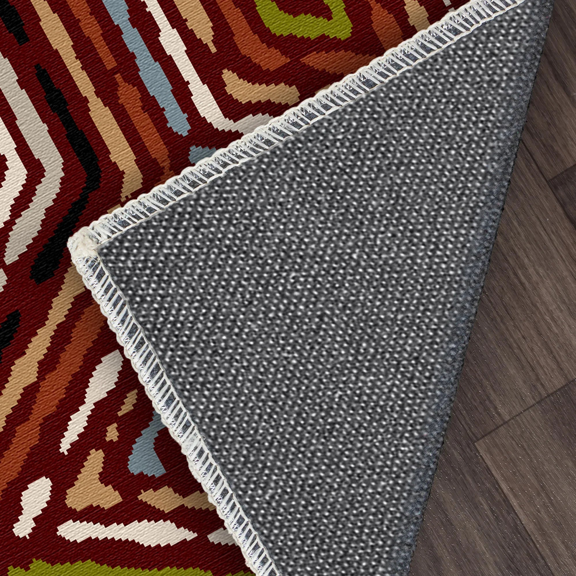 Rustikaler Roter Stammes Diamantteppich