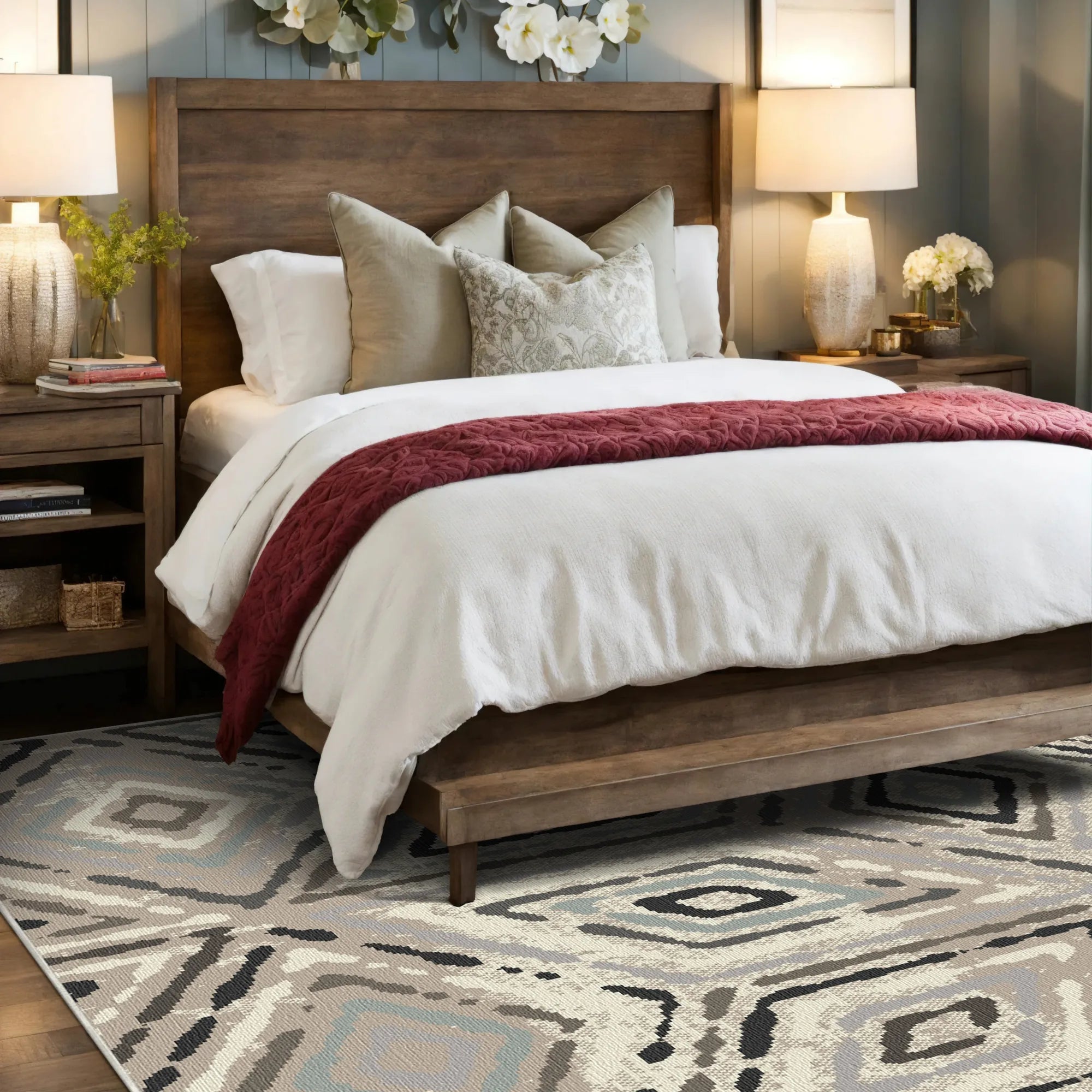 Moderner Nebel Geometrischer Diamantteppich