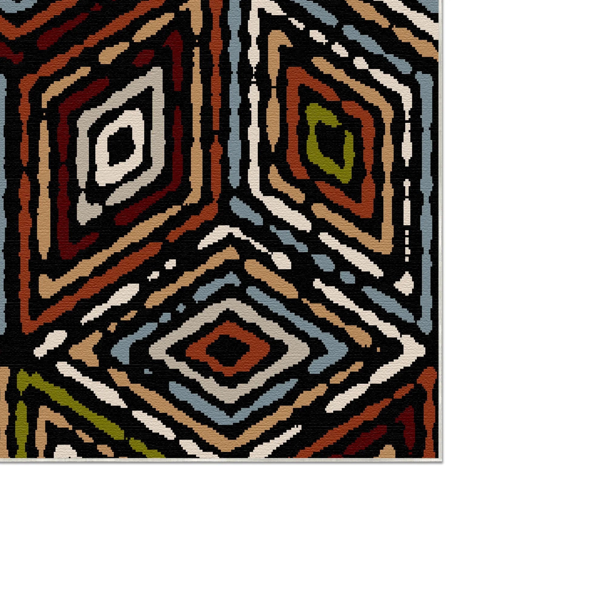 Kräftiger Rot Schwarzer Stammes Diamant Teppich