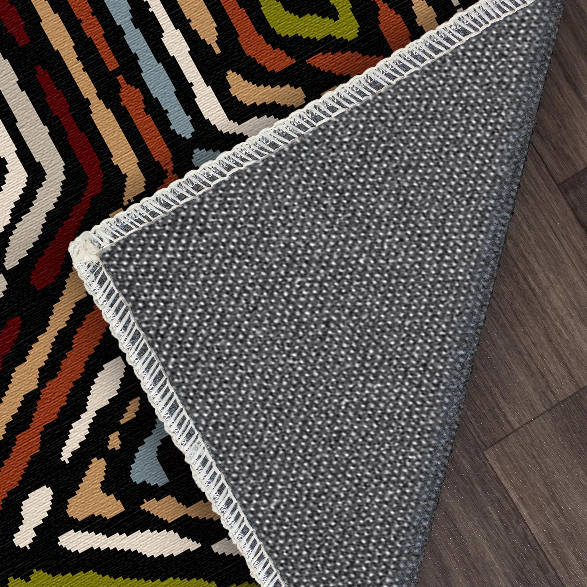 Kräftiger Rot Schwarzer Stammes Diamant Teppich