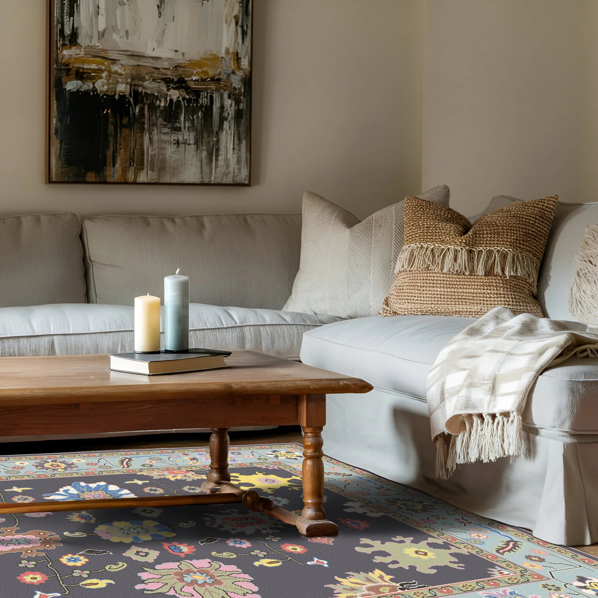 Lyra Midnight Abstrakter Blumenteppich