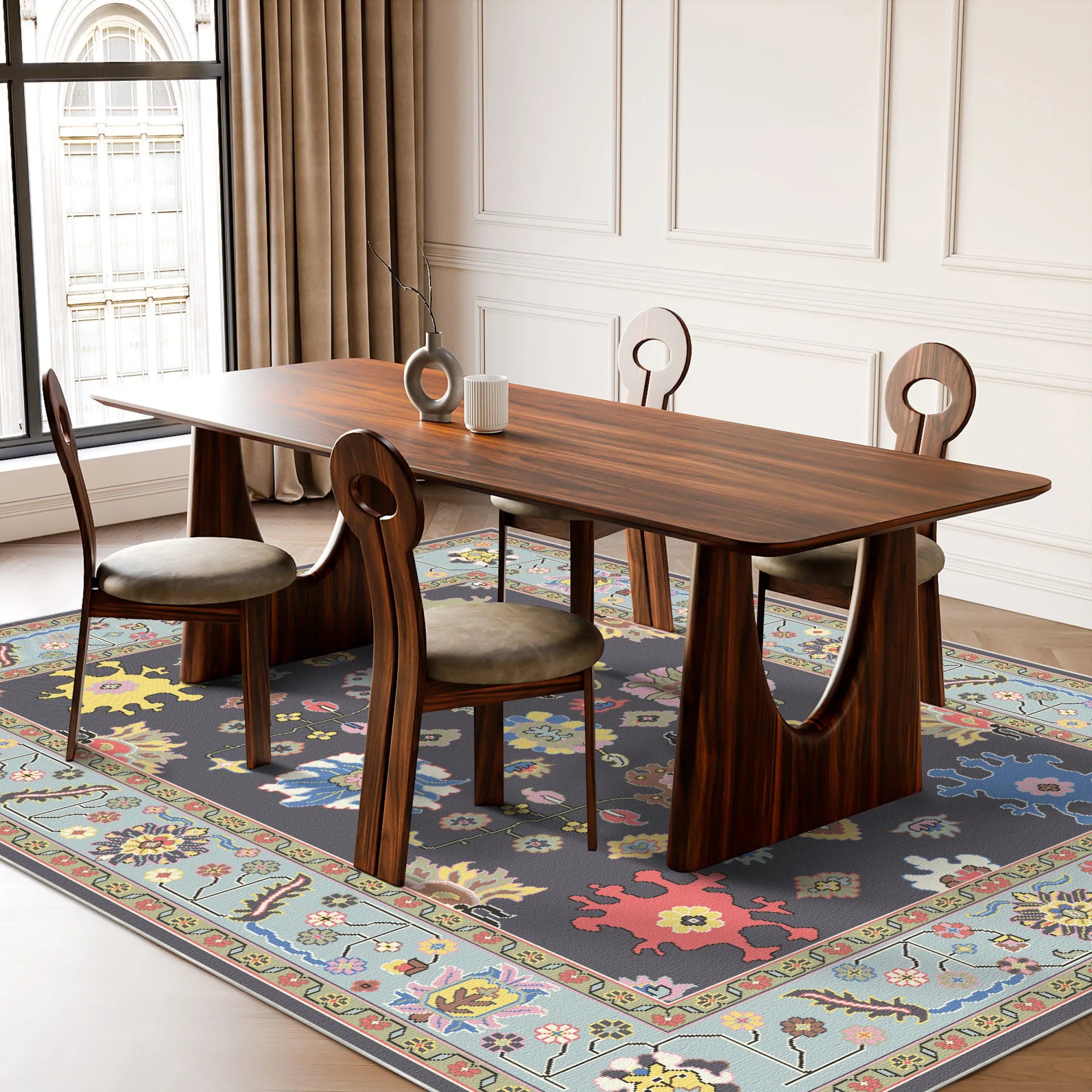 Lyra Midnight Abstrakter Blumenteppich