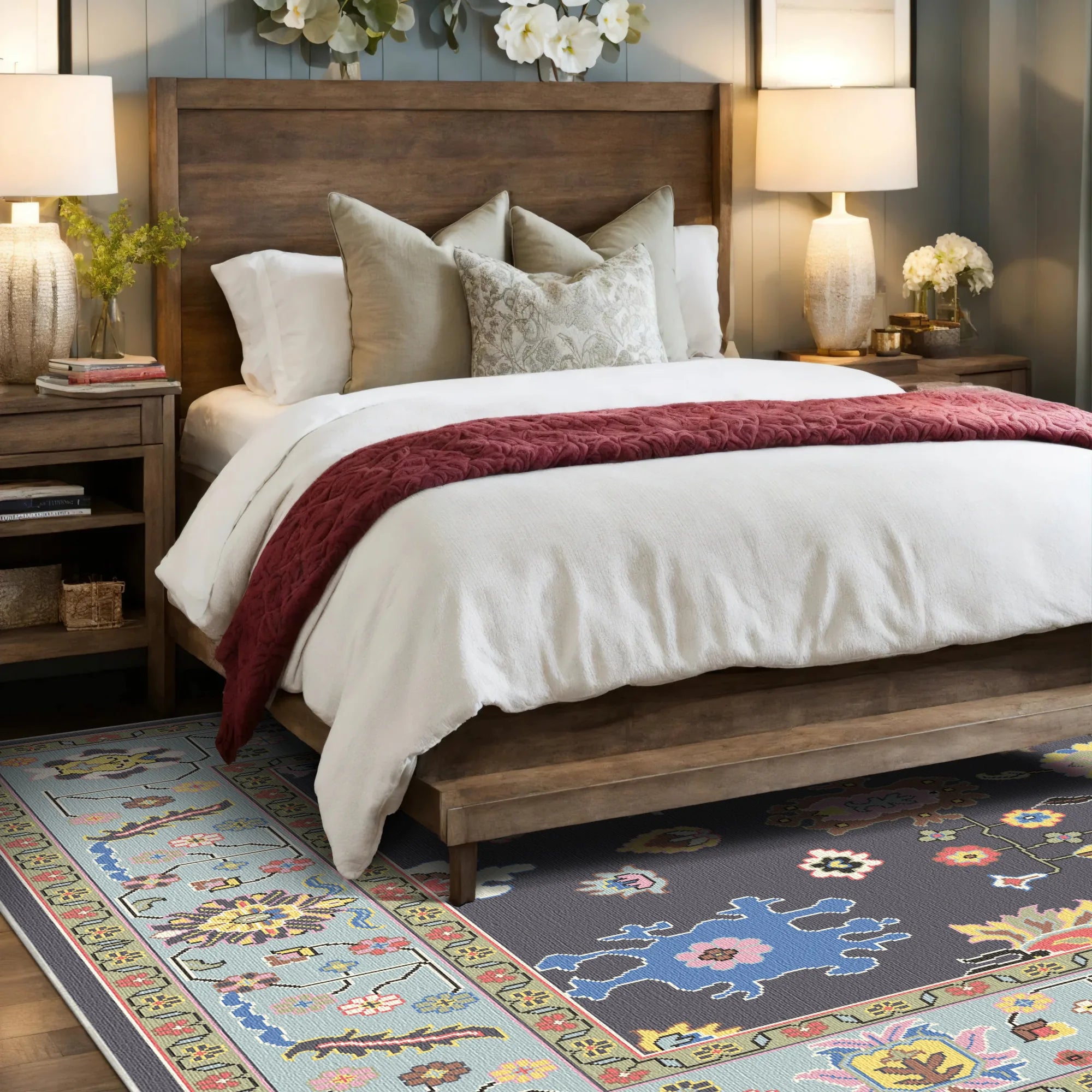 Lyra Midnight Abstrakter Blumenteppich