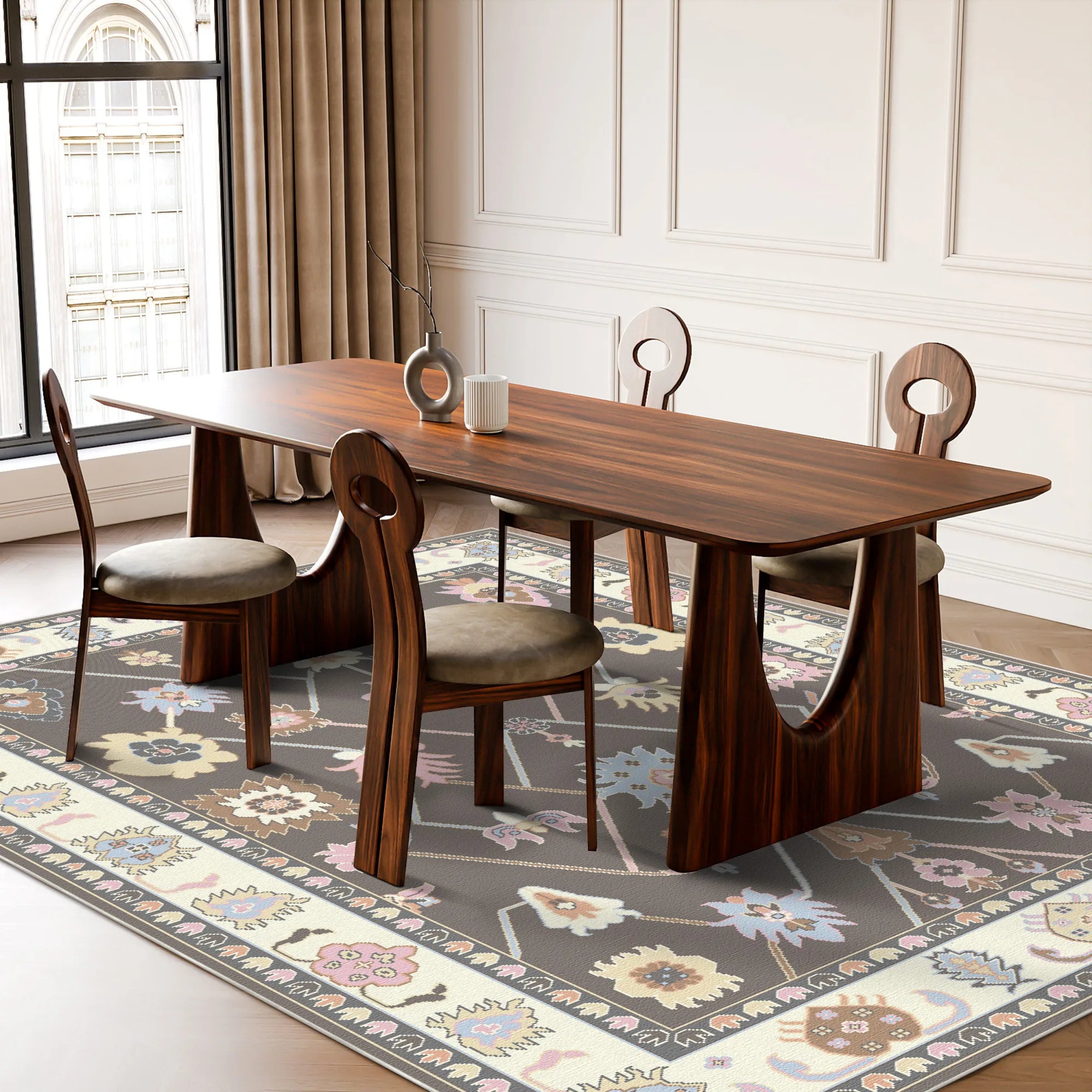 Vera Blush Gitterblumen Teppich