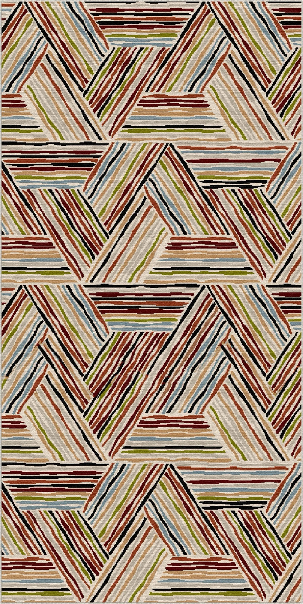 Ekletischer Mehrfarbiger Linearer Geometrischer Teppich