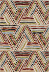 Ekletischer Mehrfarbiger Linearer Geometrischer Teppich Mehrfarbig