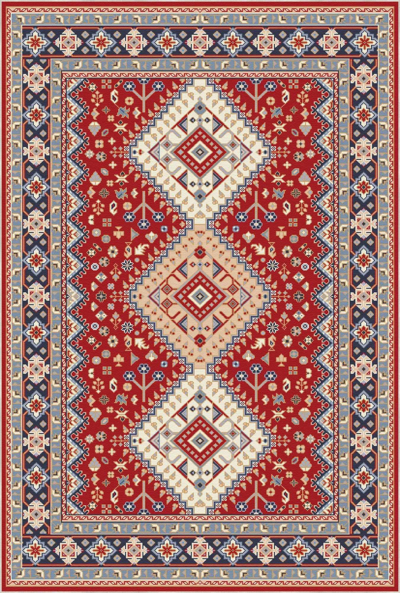 Kaya Crimson Diamond Tribal Teppich